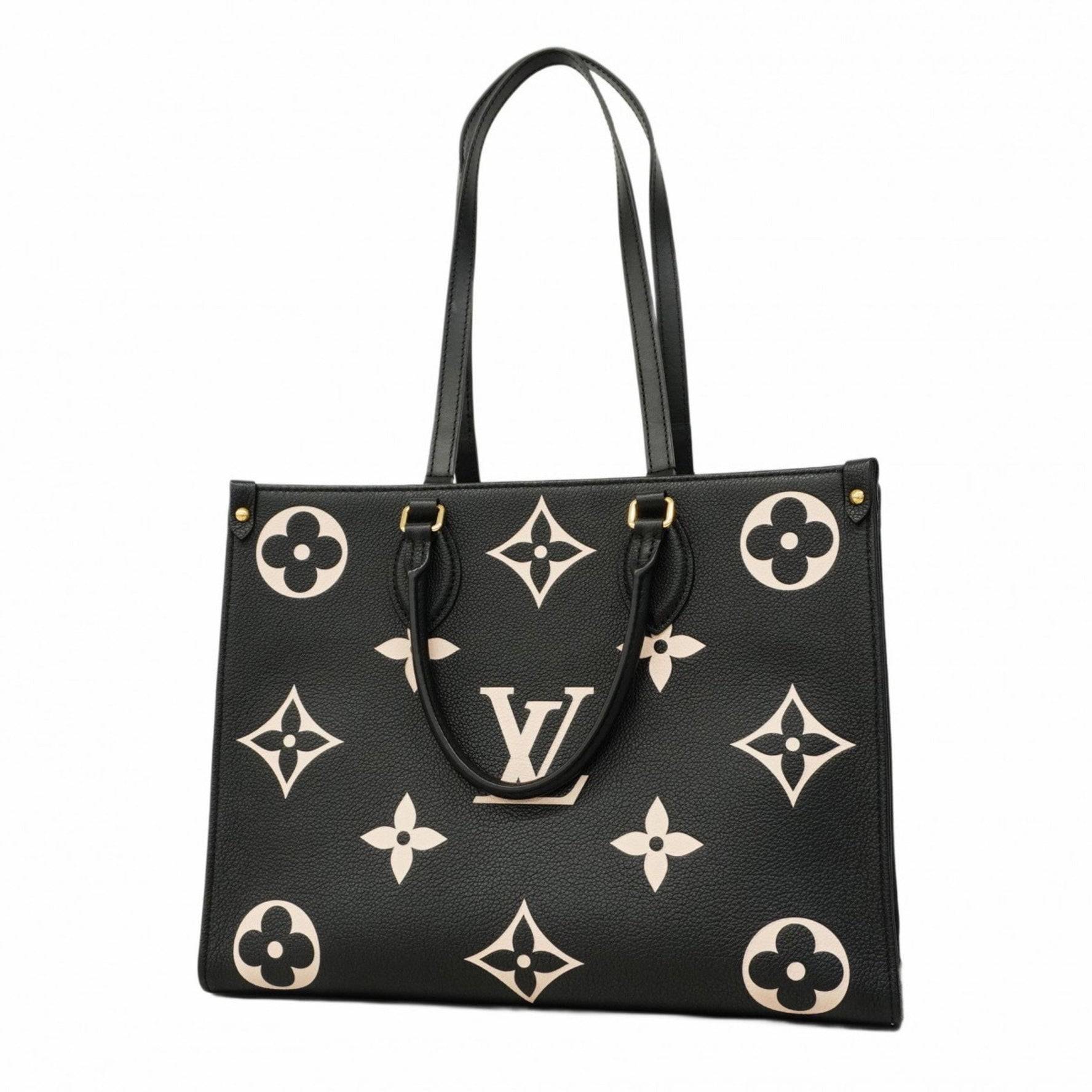 Louis Vuitton Monogram Empreinte Two-Tone On-the-Go MM Handbag Black/Beige Bag