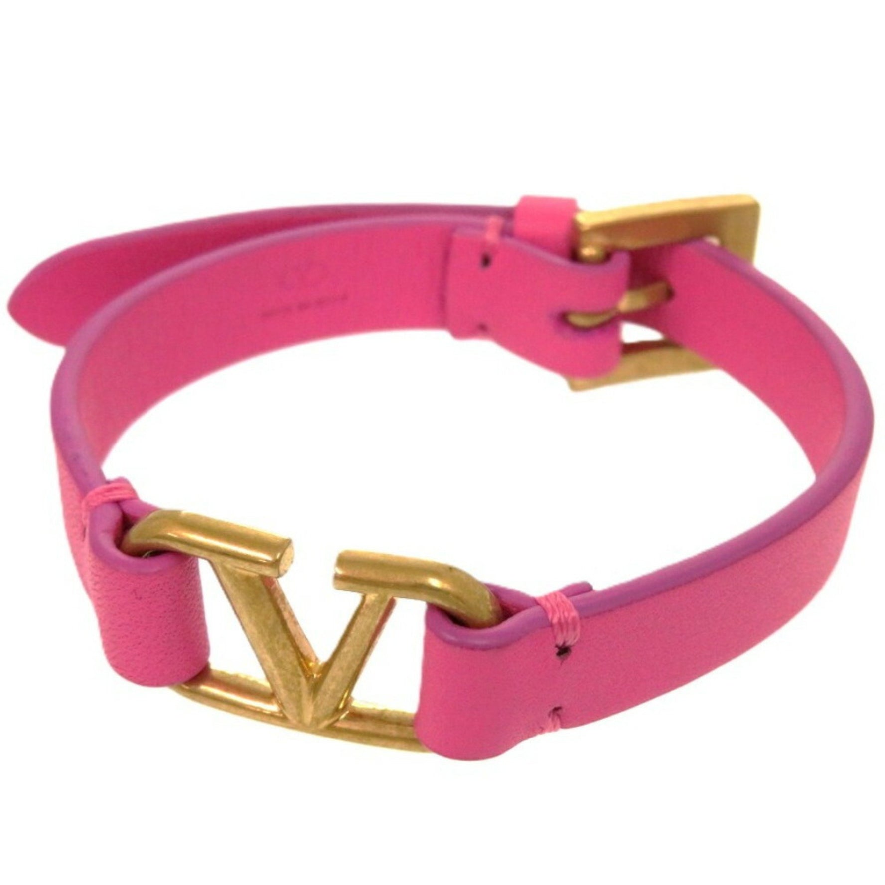 Valentino Garavani Leather Pink Bracelet