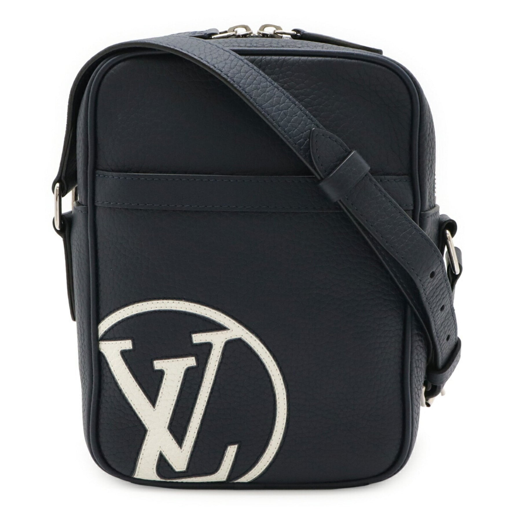 LOUIS VUITTON LV Circle Danube PM Shoulder Bag in Taurillon Leather, Blue, Navy