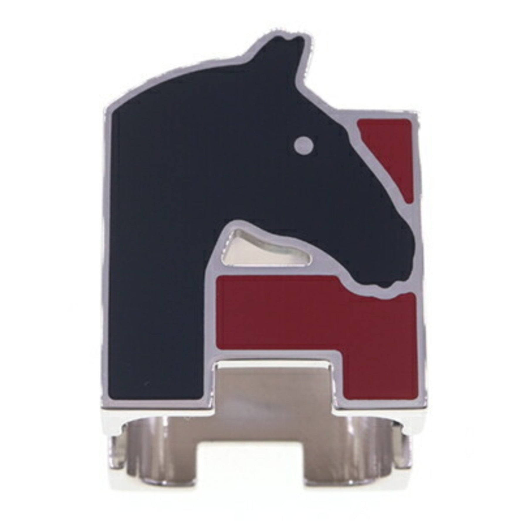 Hermes Scarf Ring H Cheval Red Black Silver Clasp