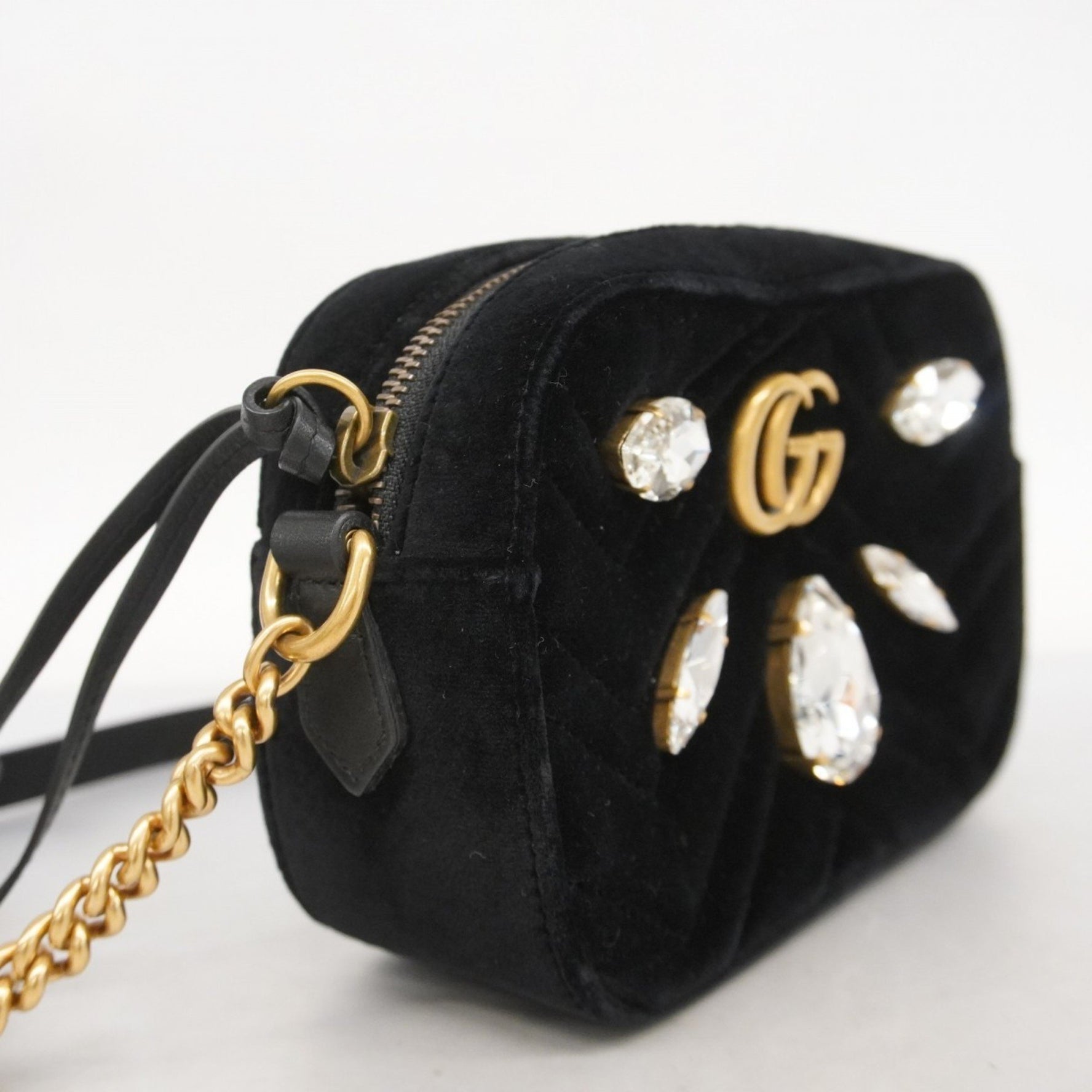 Gucci GG Marmont Shoulder Bag Velvet Black Women's
