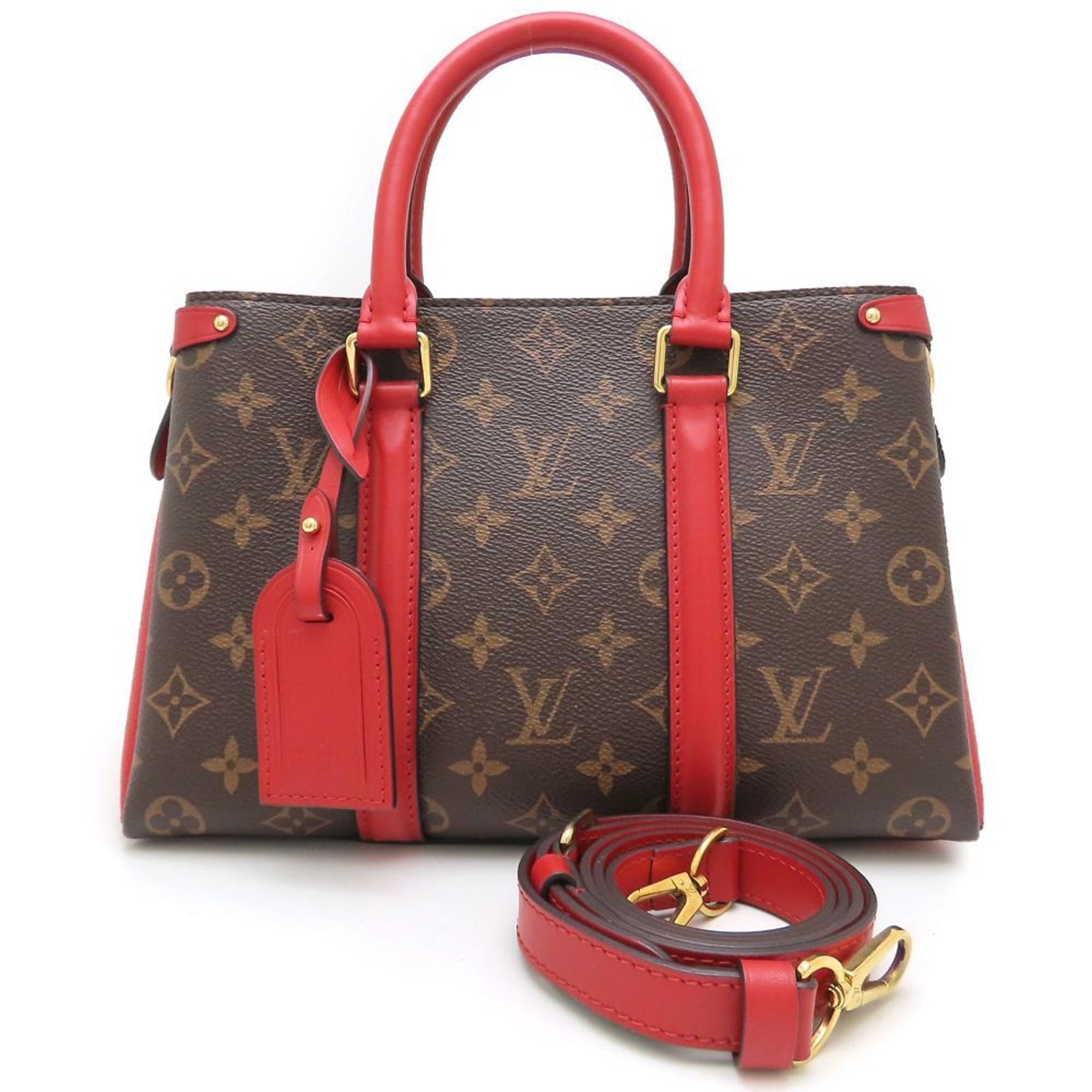 LOUIS VUITTON Monogram Soufflot NV BB M44818 Handbag, 2-Way, Cerise Brown,