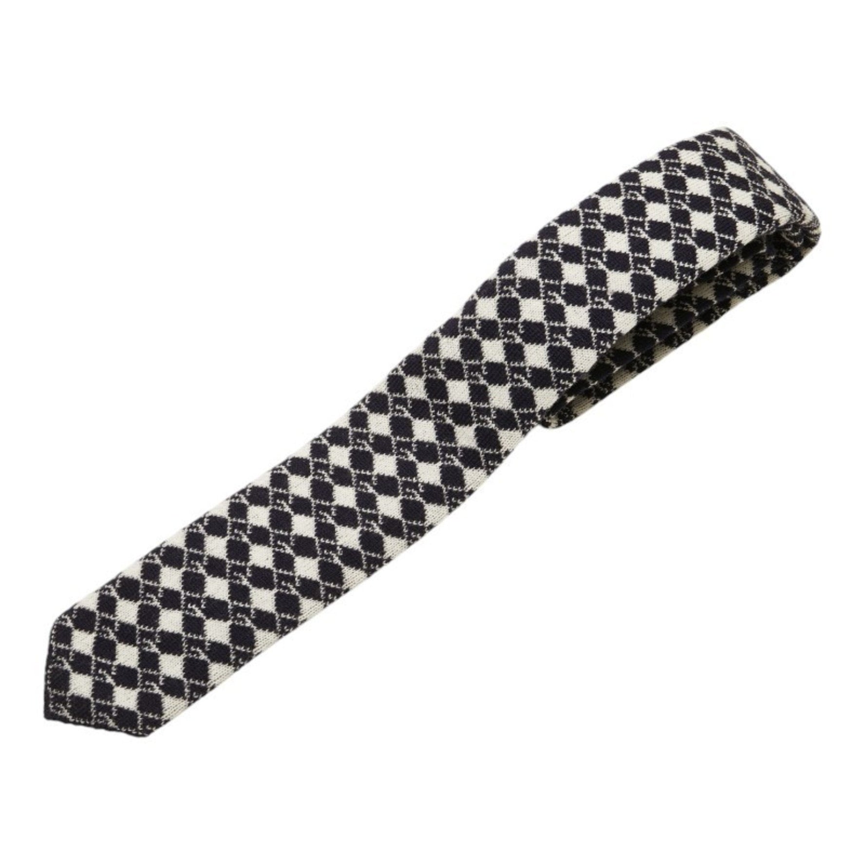 Gucci G Mark Knit Tie Navy White Wool