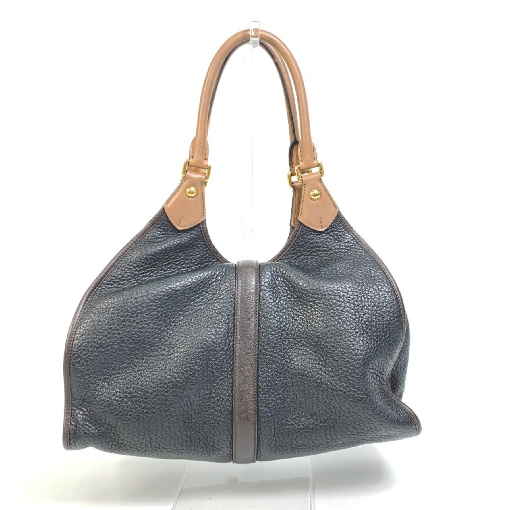 LOEWE Anagram Two-Tone Leather Handbag, Black and Brown