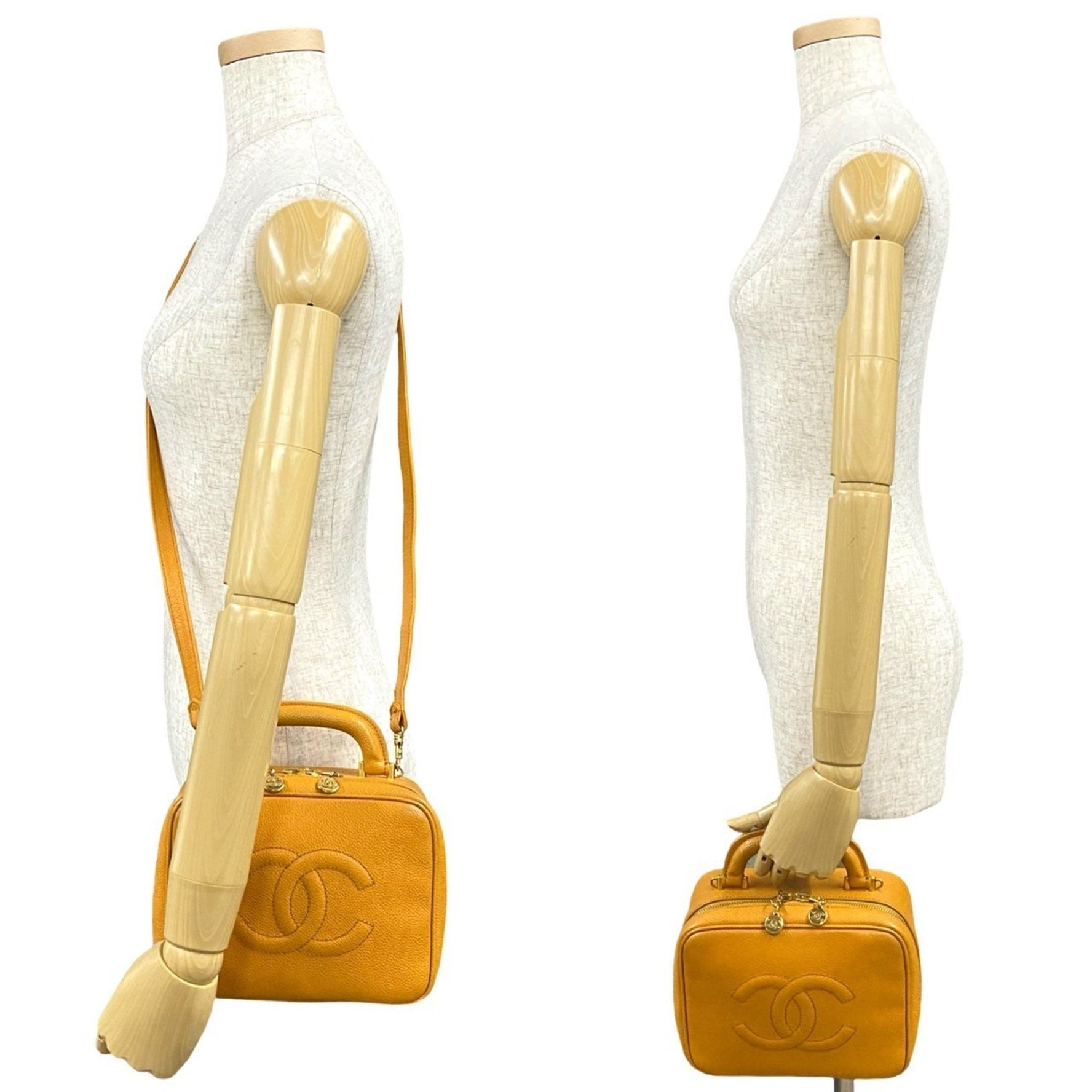 CHANEL Coco Caviar Leather Handbag, Makeup Box, Shoulder Bag