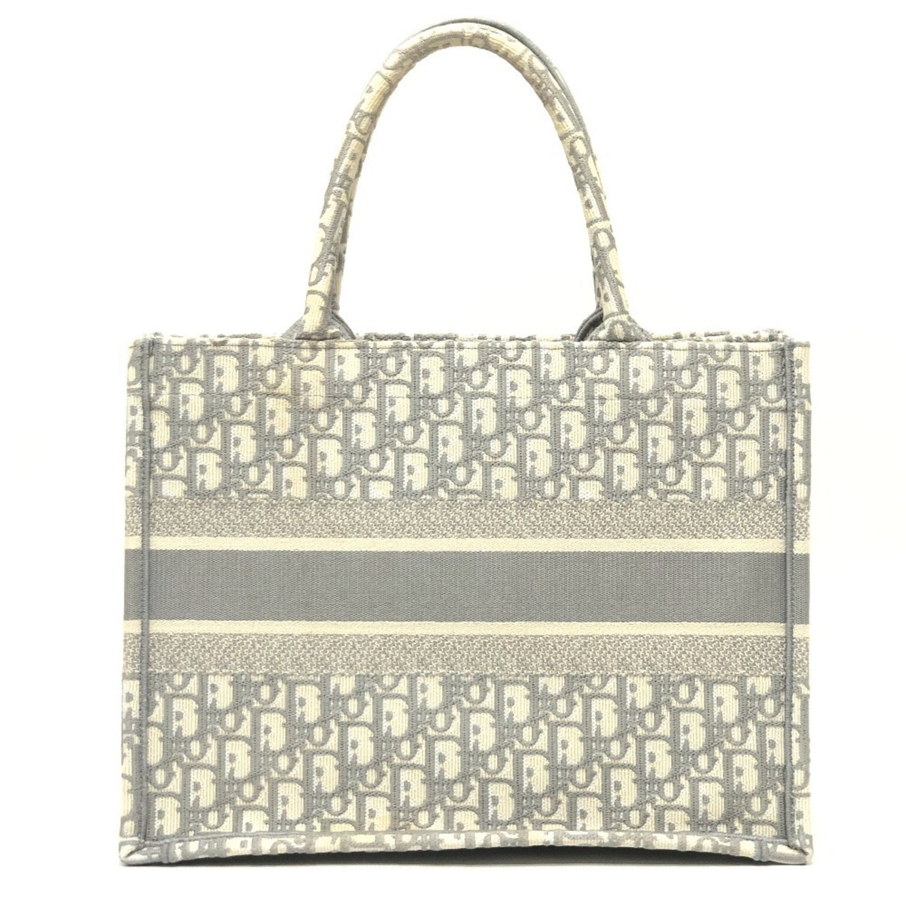 Christian Dior Dior Book Tote Medium Handbag, Oblique Embroidery Canvas Bag, Gray
