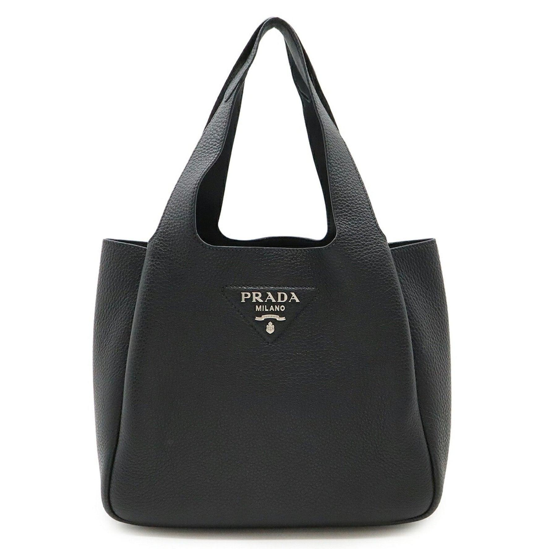 PRADA Prada handbag tote bag in Vitello Dino soft leather, black, NERO, 1BA349