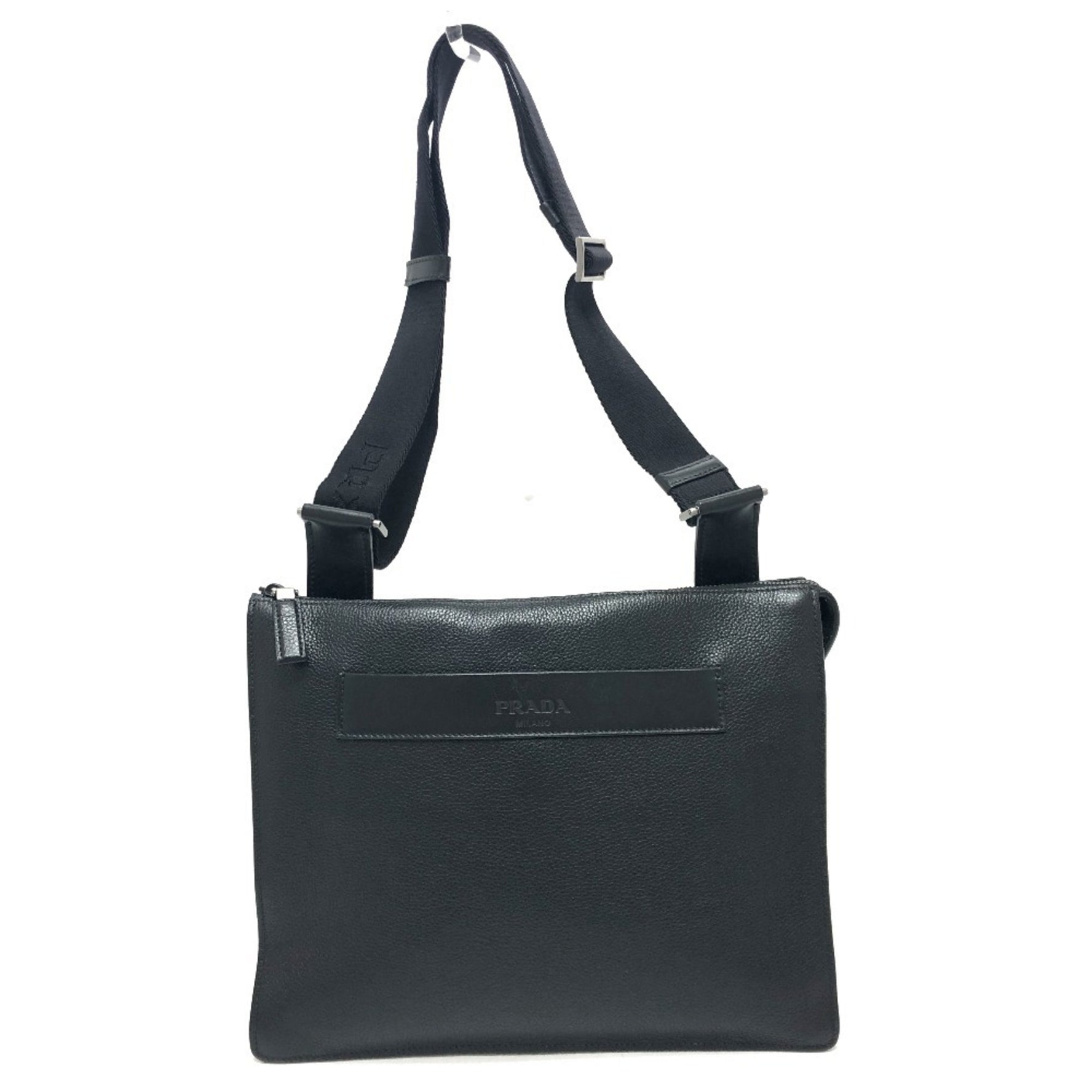PRADA Prada 2VH013 Triangle Plate Bag Shoulder Leather Men's Black