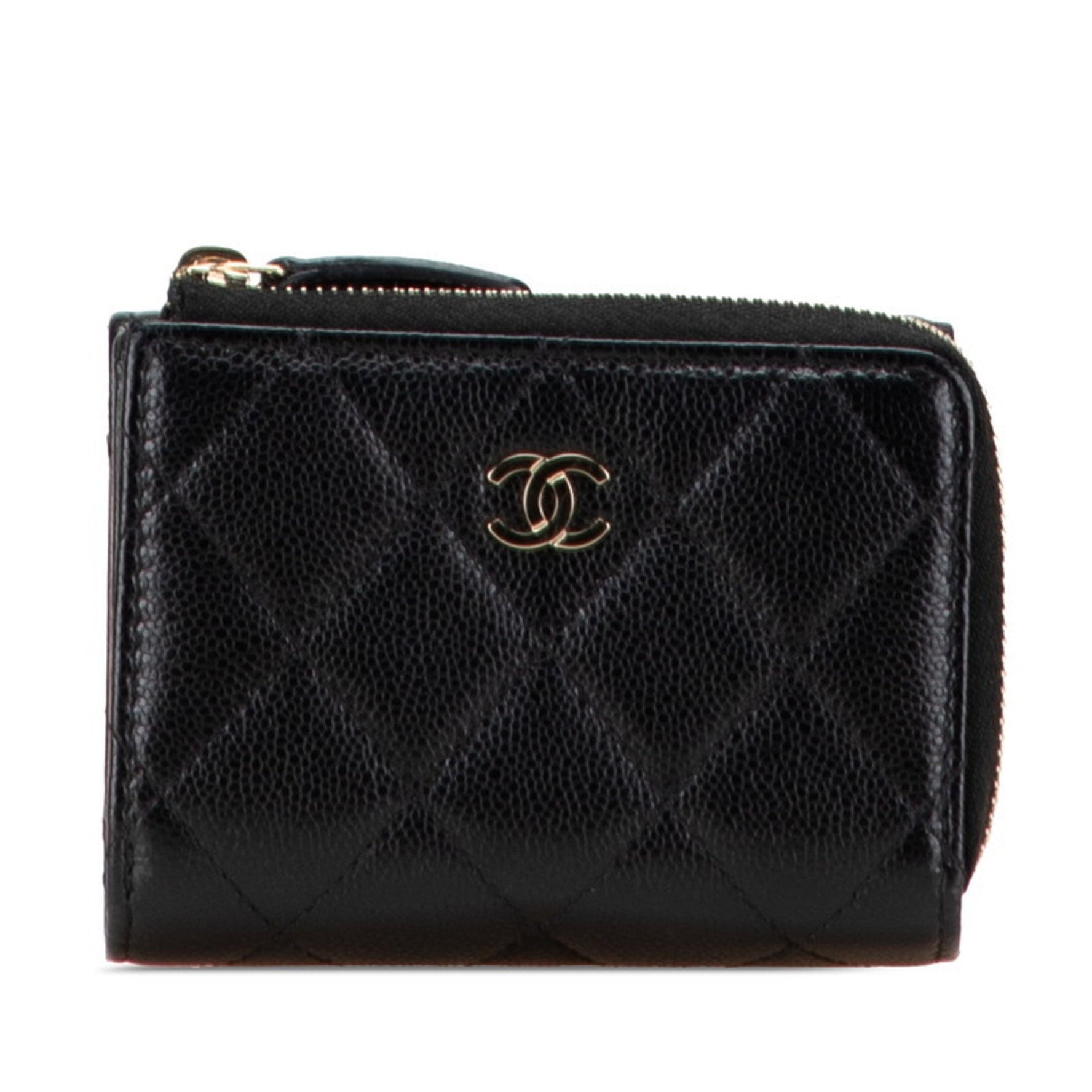 CHANEL Matelasse Coco Mark Tri-fold Wallet in Caviar Skin