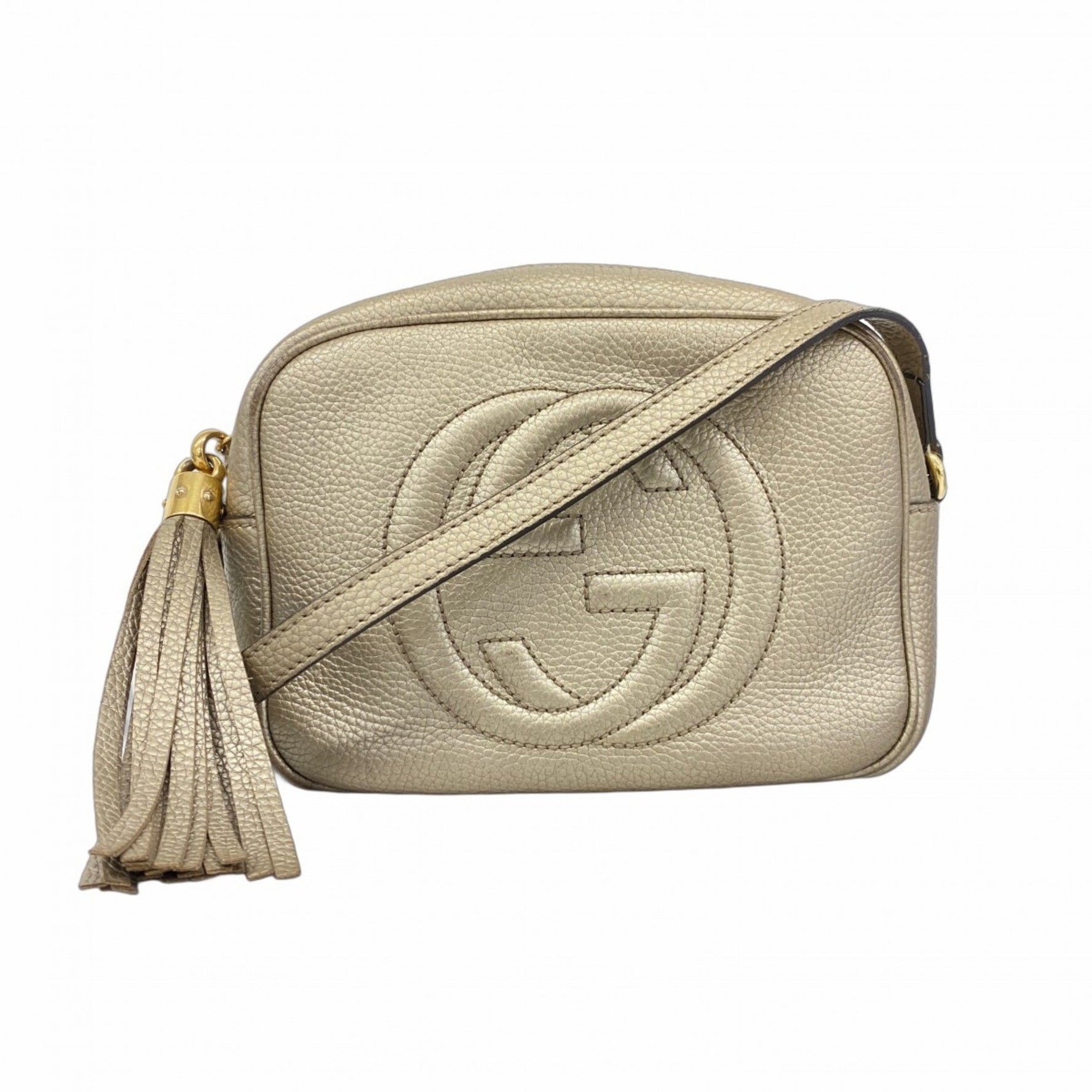 Gucci Soho Shoulder Bag Leather Champagne Gold