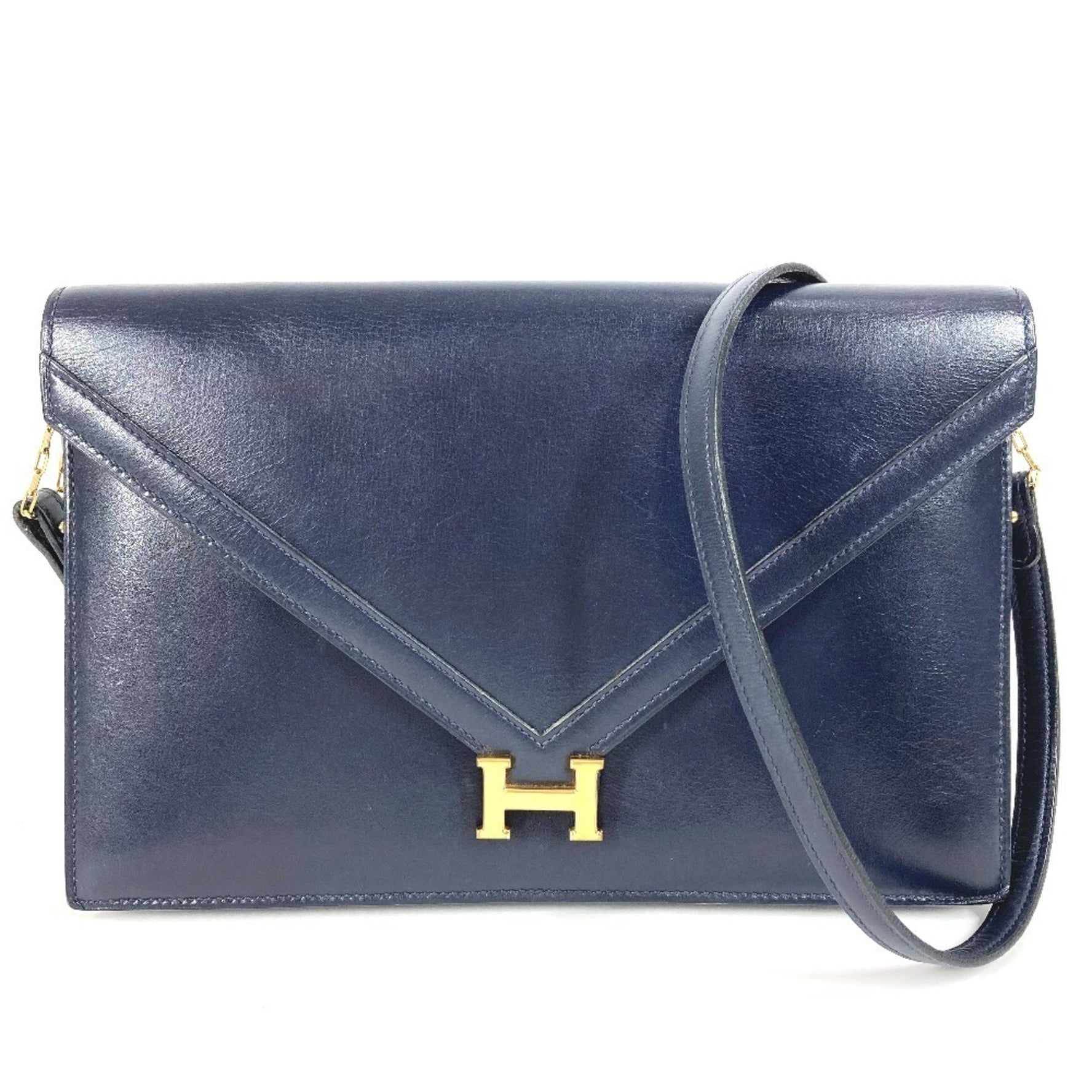 HERMES Hermès H hardware logo vintage flap Liddy bag clutch shoulder box calf