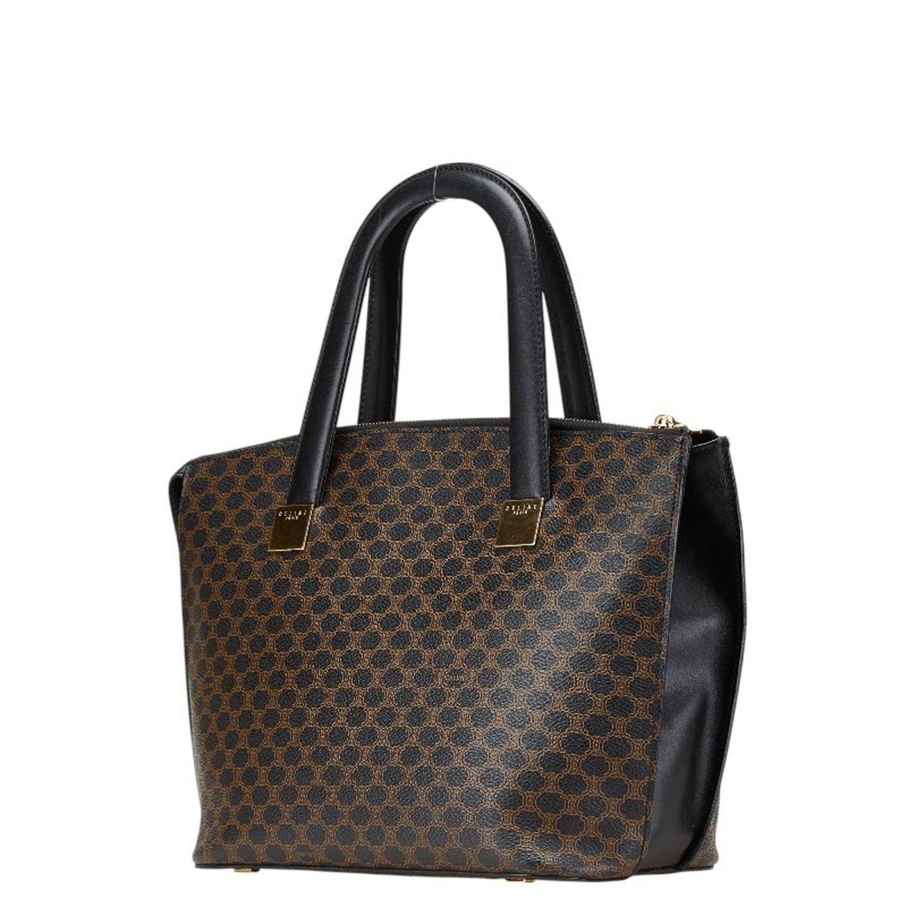 Celine Macadam handbag in black and brown leather .