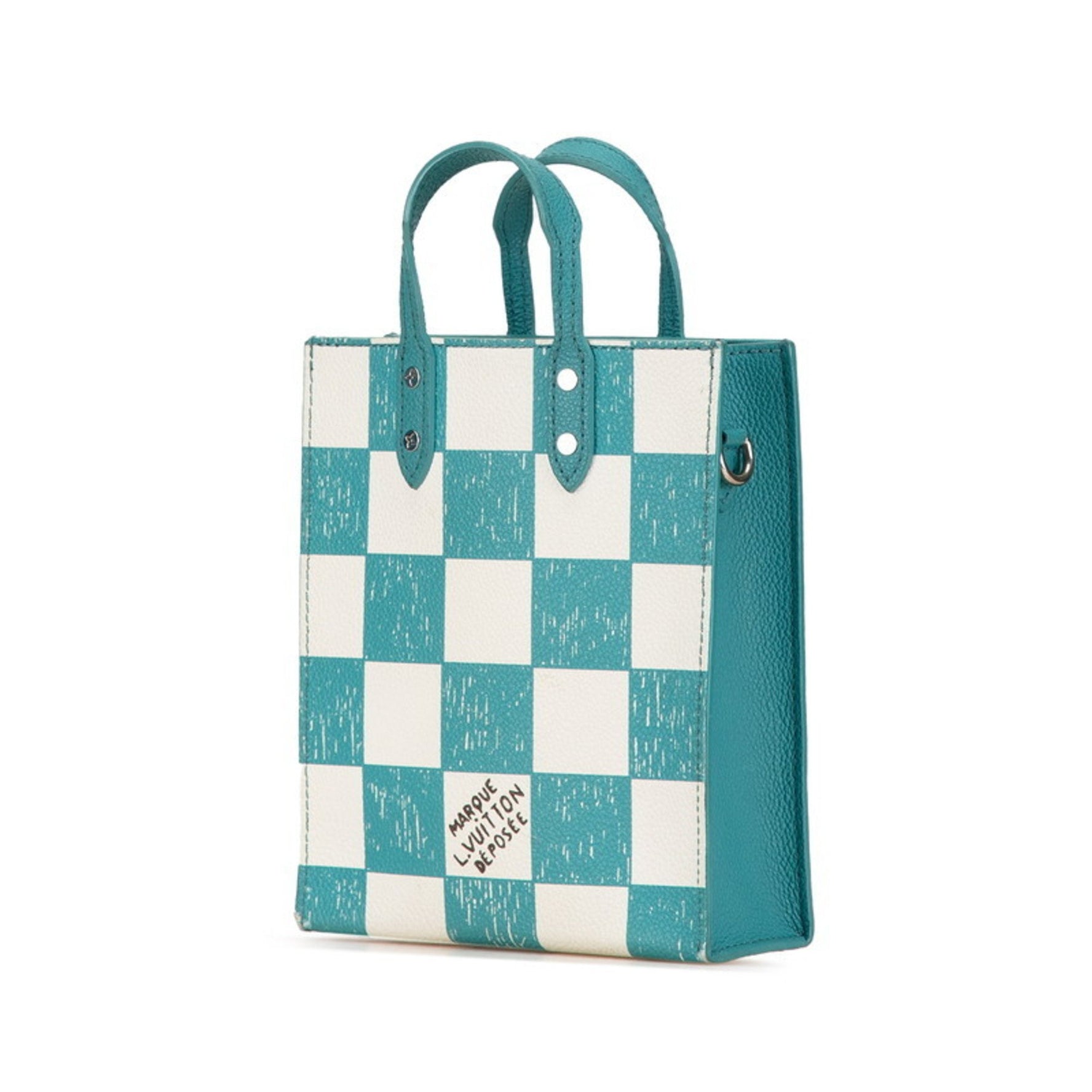 Louis Vuitton Damier Checkerboard Sac Plat XS Handbag Shoulder Bag Green White Leather