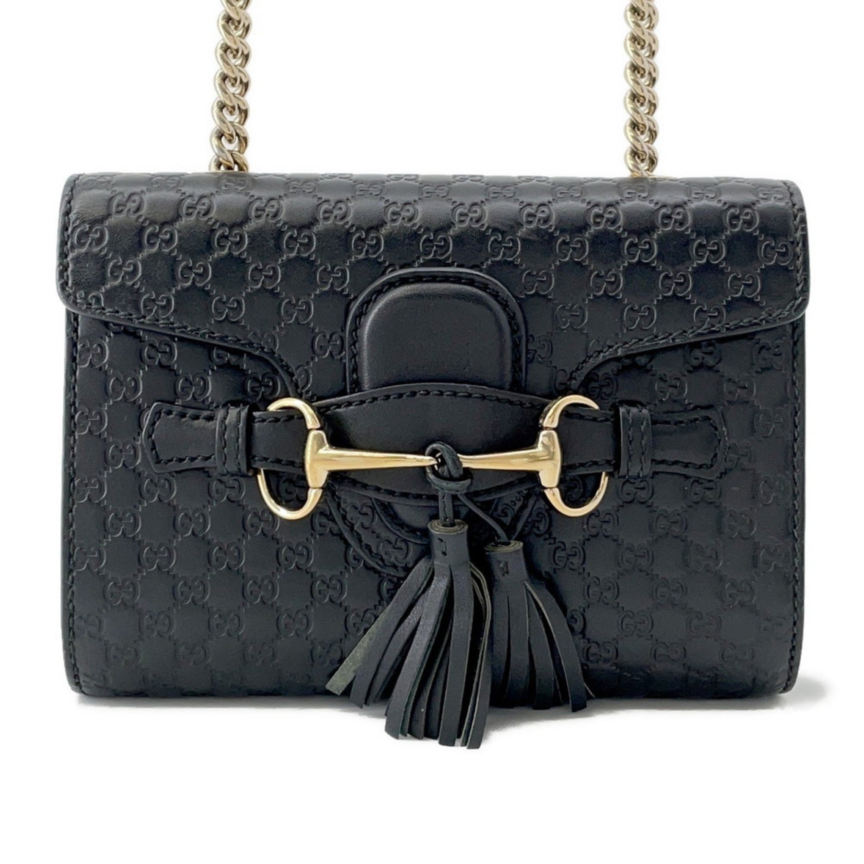 Gucci Chain Shoulder Bag EMILY Micro Guccissima Leather with Tassel