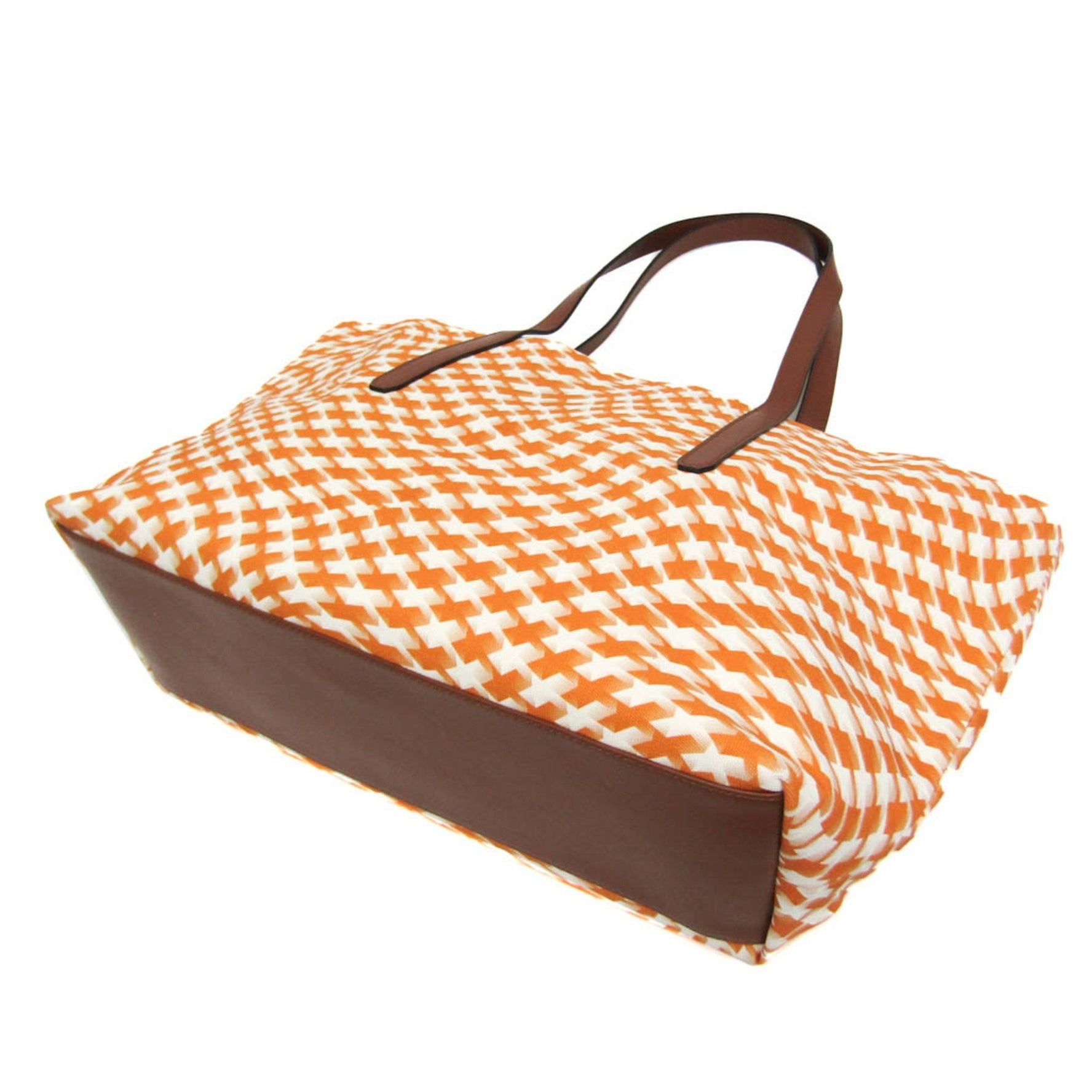 Jimmy Choo Canvas,Leather Tote Bag Brown,Orange,White