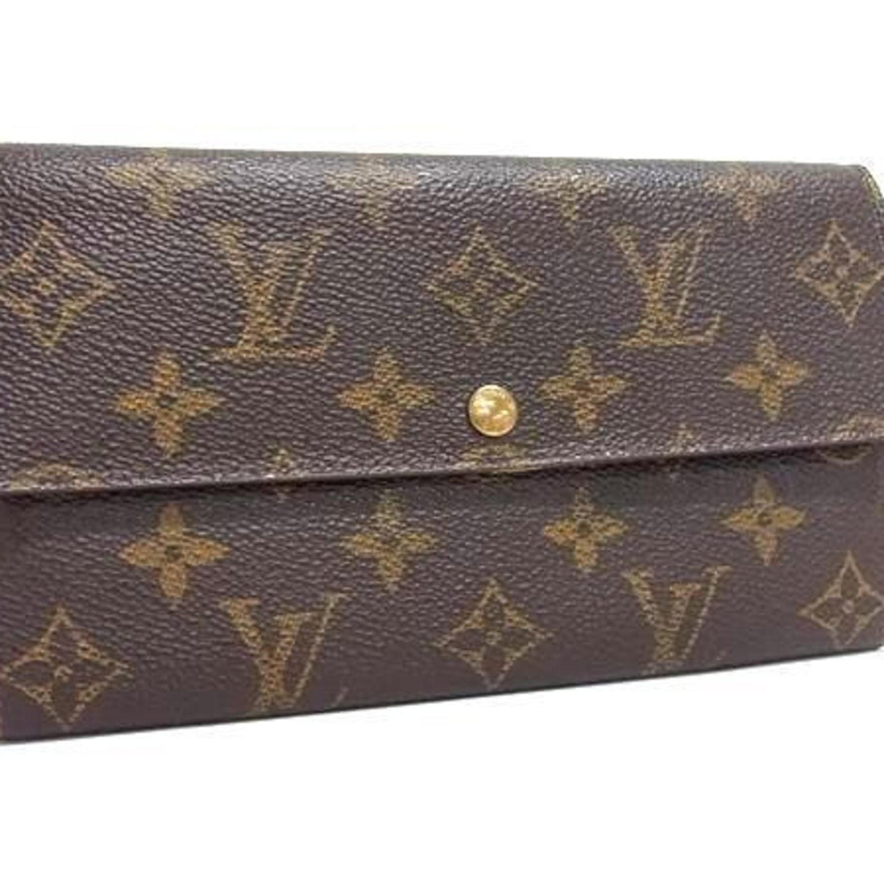 LOUIS VUITTON Monogram Pochette Porte Monnaie Credit Long Wallet M61725 Brown Leather for Men and Women