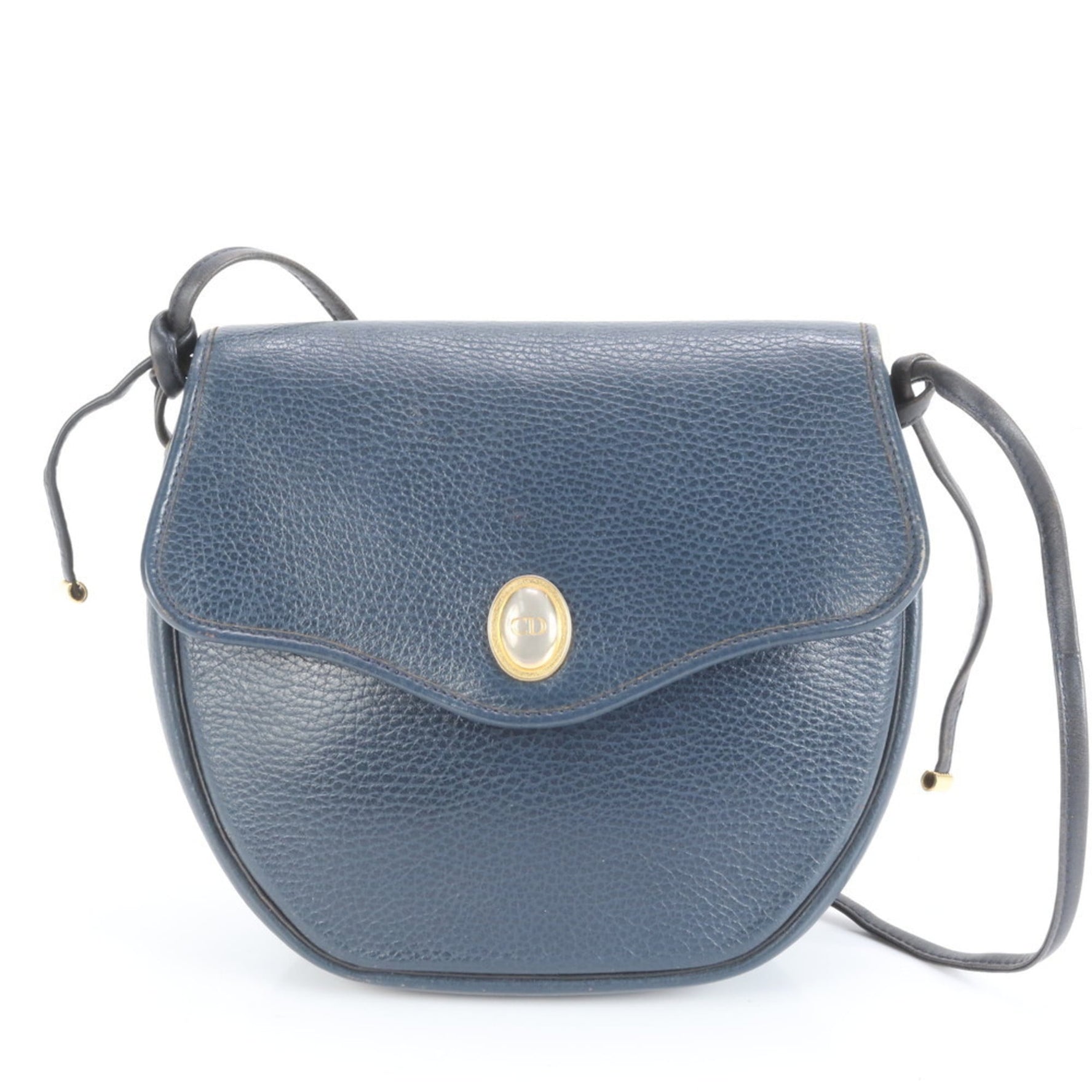 Christian Dior CD Logo Leather Shoulder Bag Crossbody Black