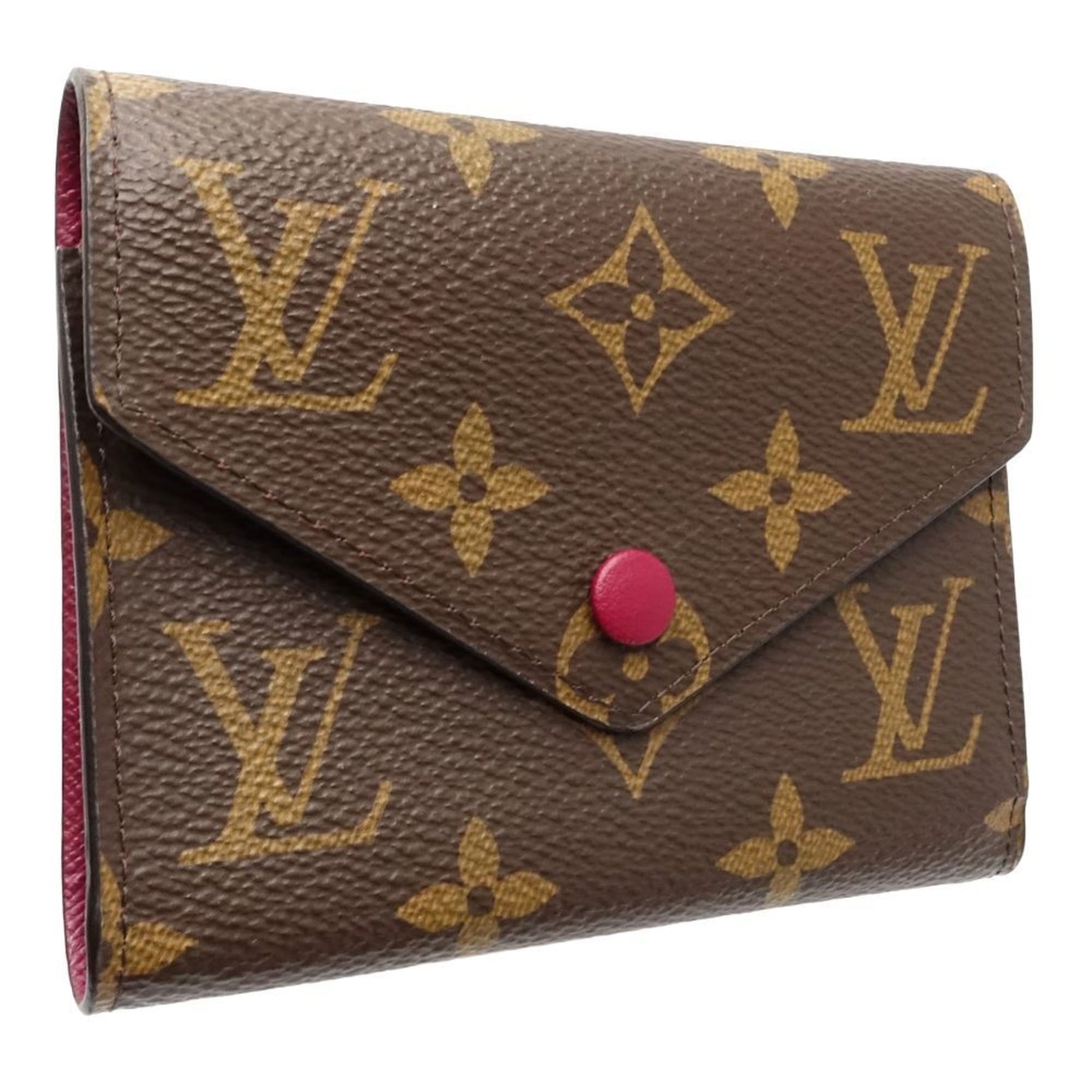 Louis Vuitton Monogram Tri-fold Wallet Portefeuille Victorine Brown Fuchsia