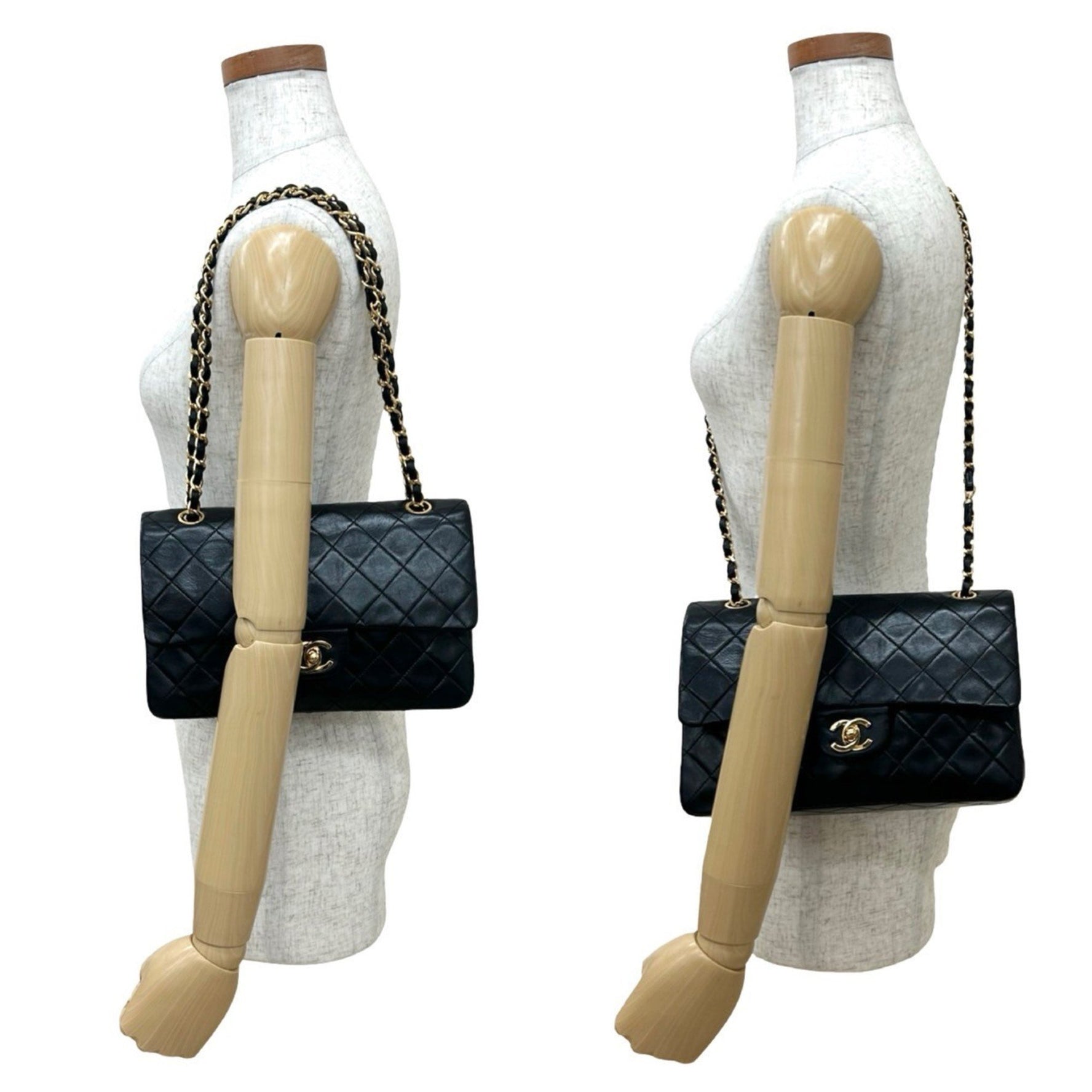 CHANEL Matelasse Double Flap Coco Mark Lambskin Chain Shoulder Bag
