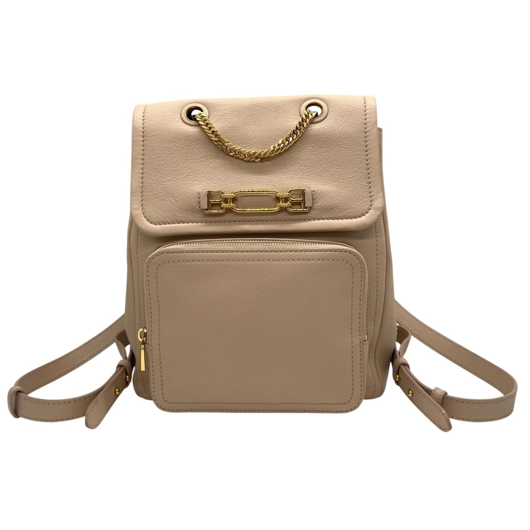 BALLY Backpack Pink Beige Leather Chain Gold Hardware VALMA Women's Guarantee Card Included Q