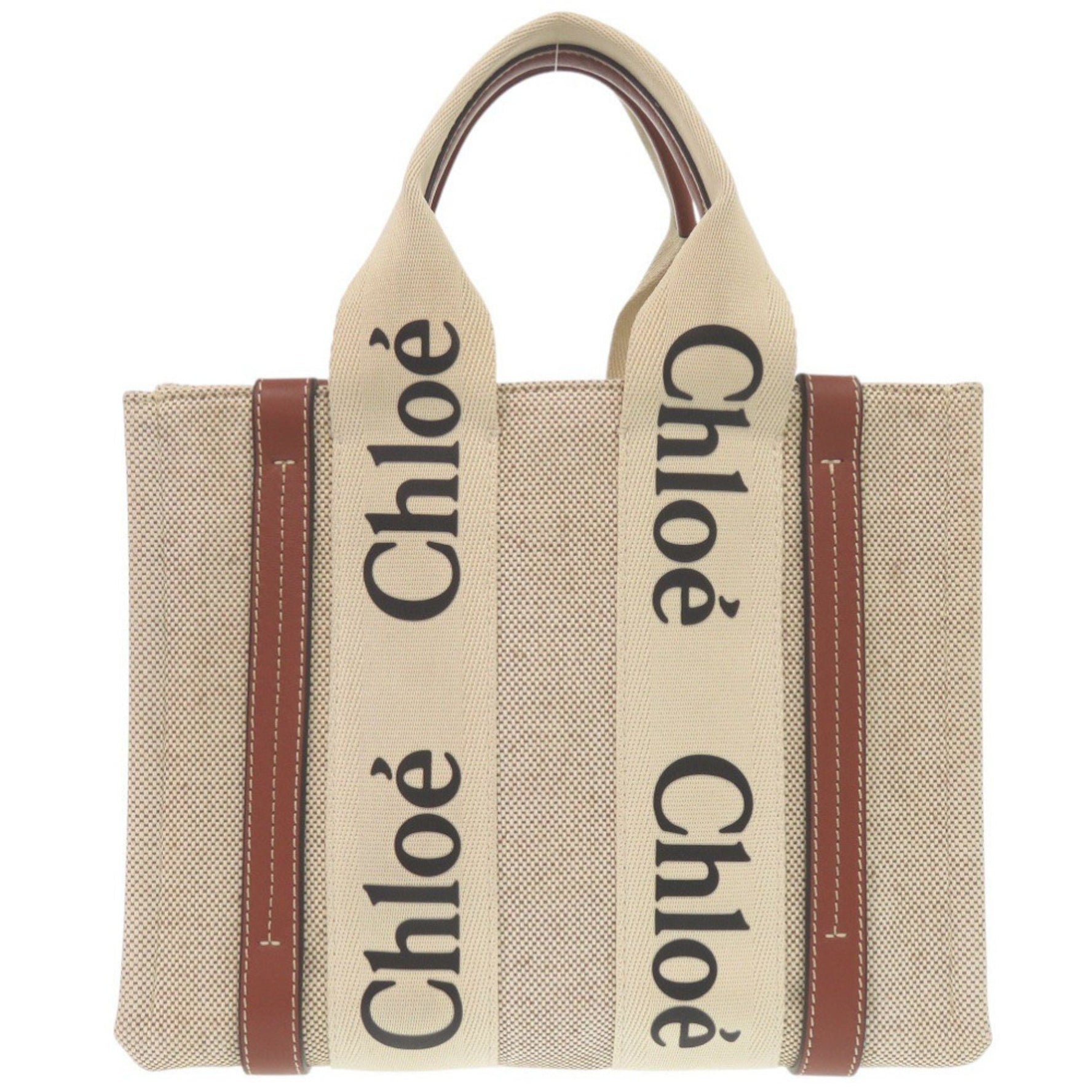 Chloé Chloe Woody Small Tote Bag Leather/Cotton Handbag 0687