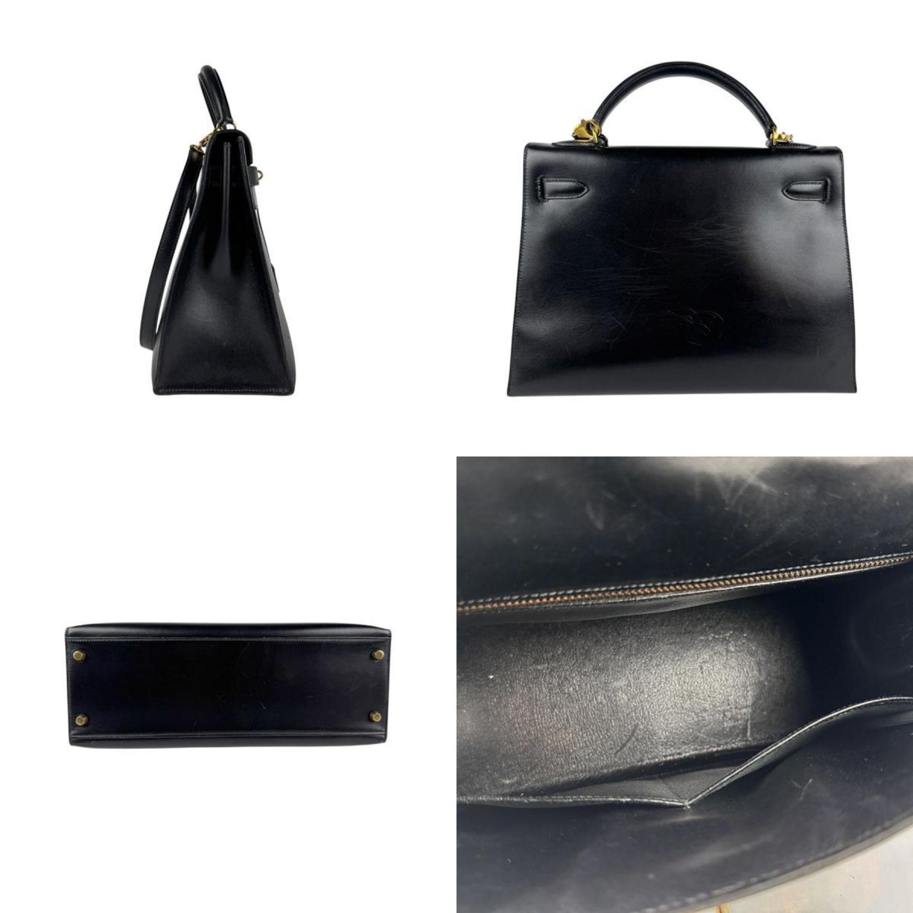 Hermes handbag shoulder bag Kelly 32 outer stitching box calf gold ladies