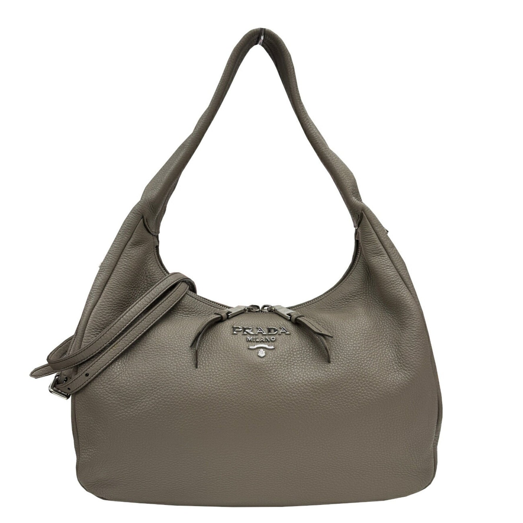 PRADA Prada Shoulder Bag 1BC134 Leather Grey Vitello Phoenix Women's