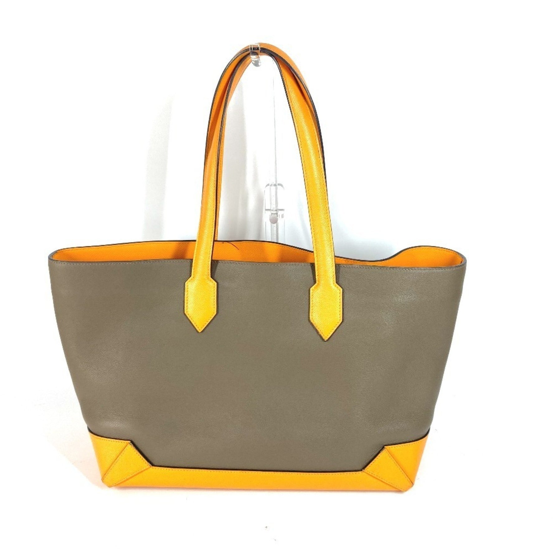 HERMES Bicolor Maxi Box Cabas 36 Shoulder Tote Bag Evercolor Epson Men's Origan x Jaune D'or Yellow