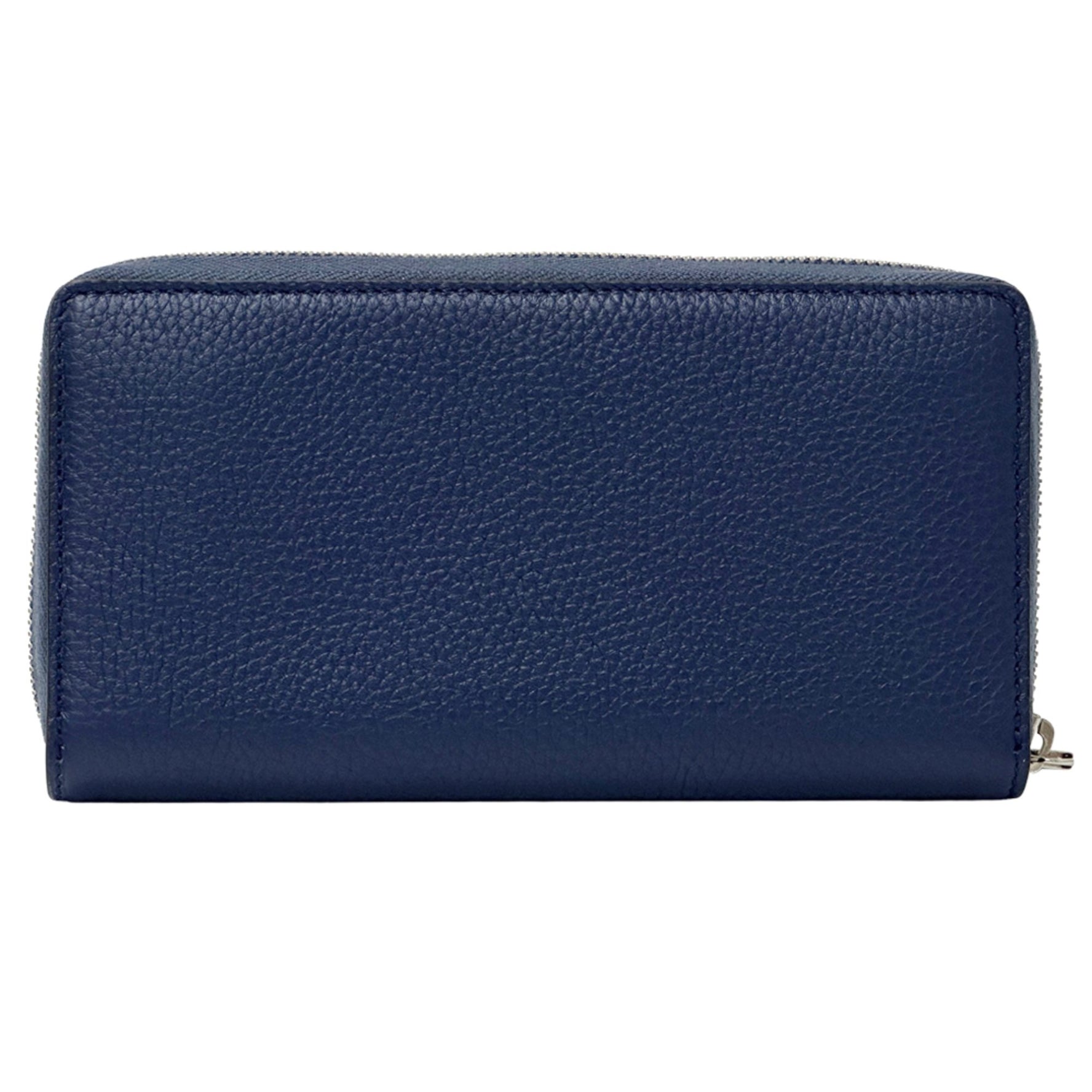 Gucci Long Leather Wallet, with Round Zipper and Silver Hardware