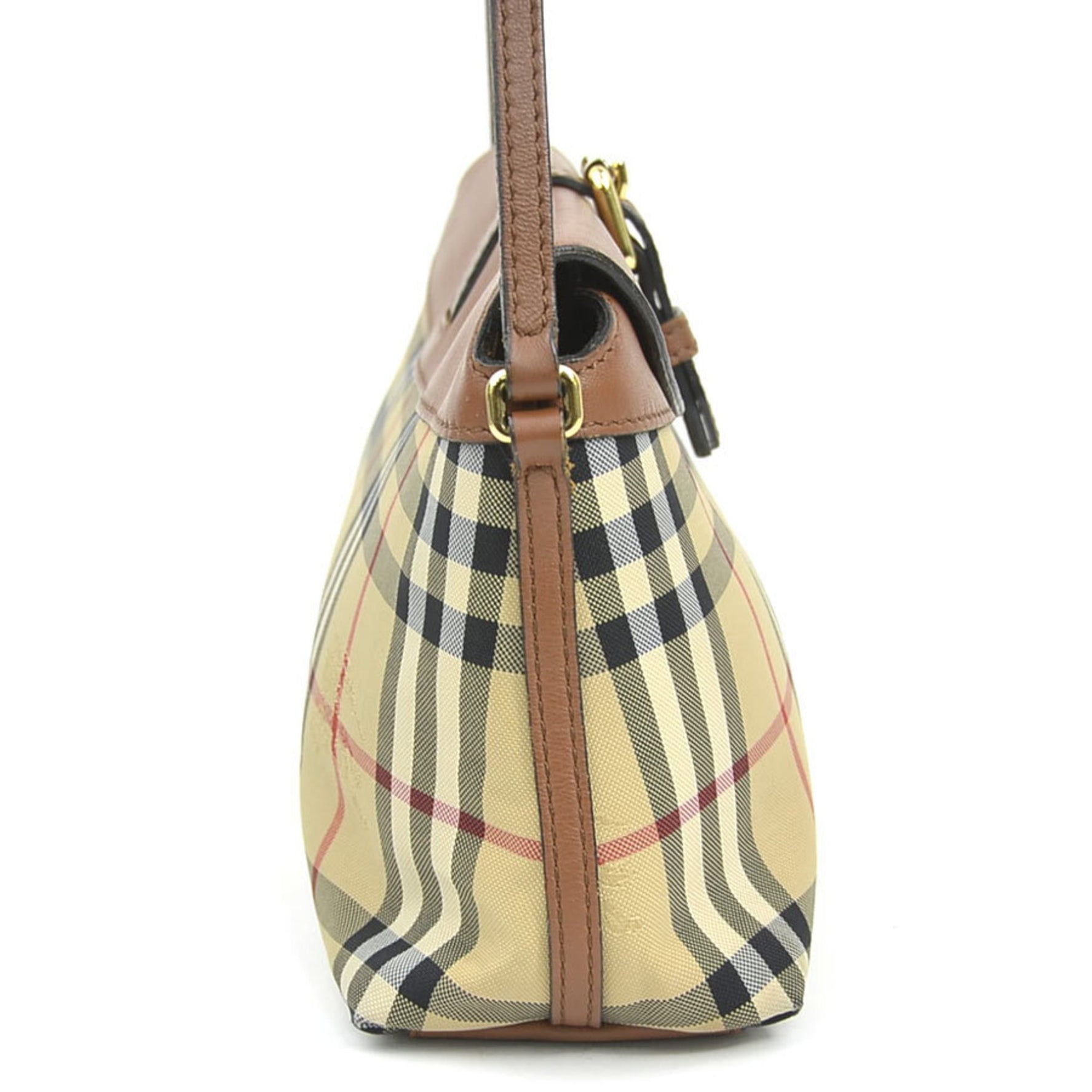 Burberry Shoulder Bag, Nylon Canvas and Leather, Brown Beige