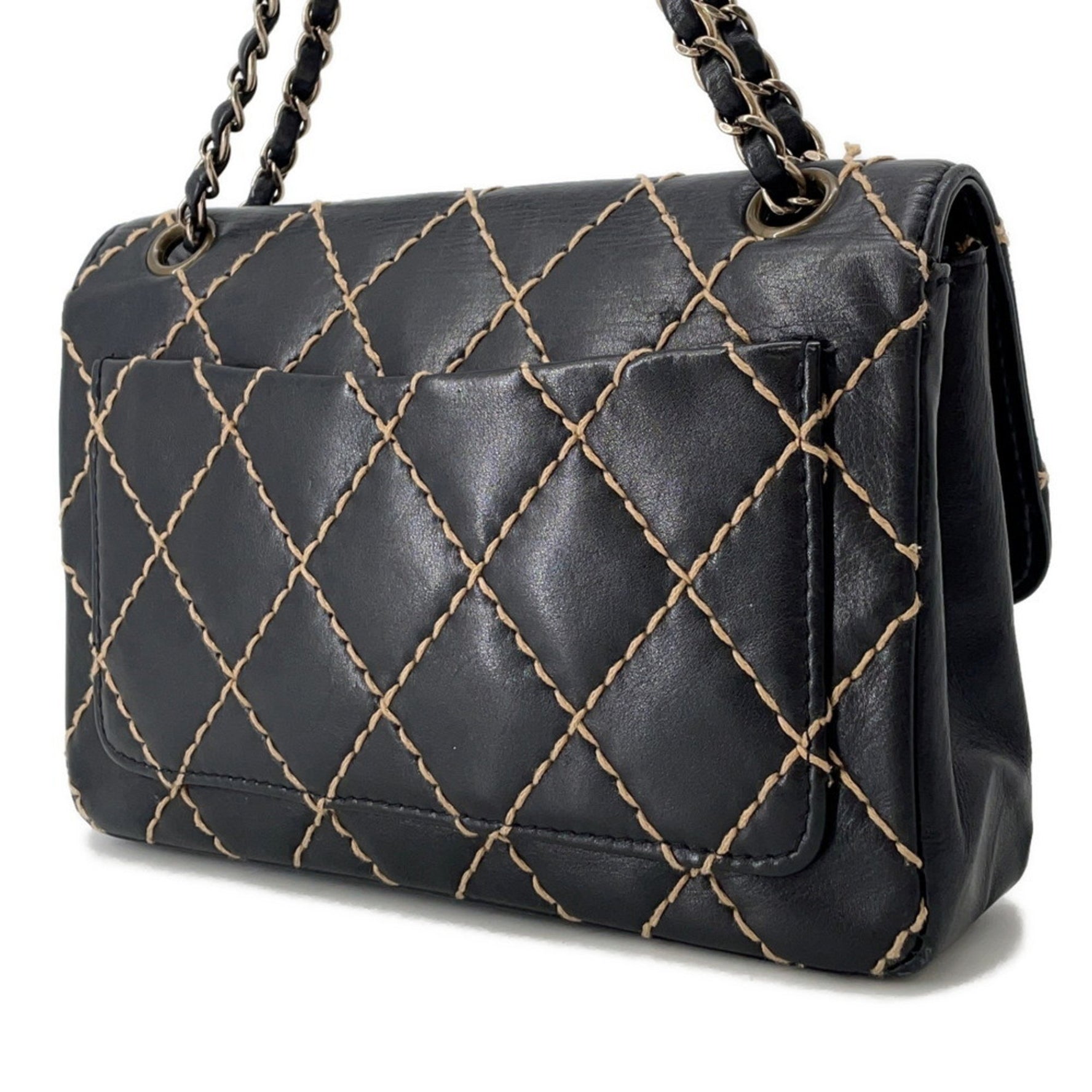 CHANEL Chain Shoulder Bag Matelasse Coco Mark Wild Stitch Double Lambskin