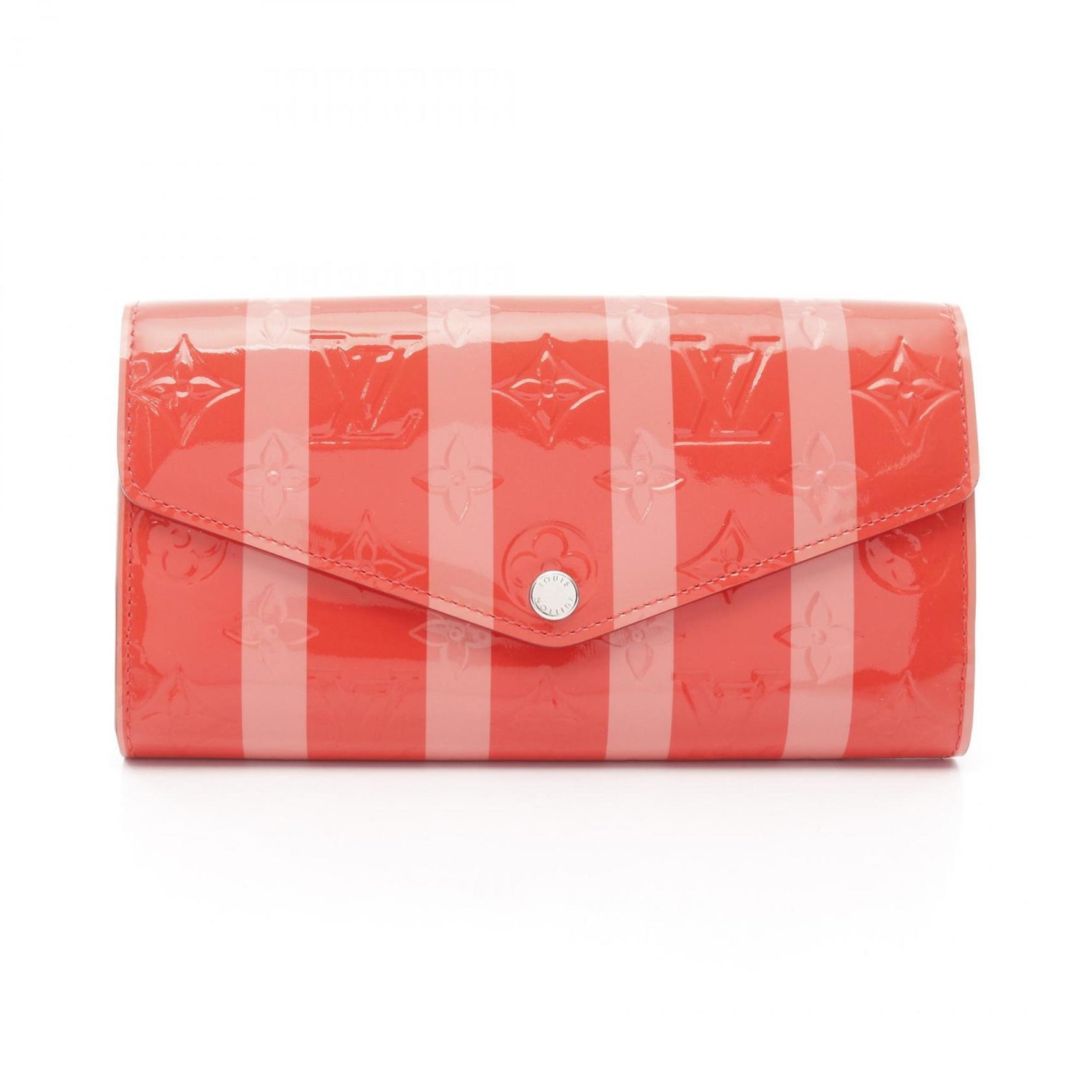 Louis Vuitton Portofoila Sarah Bi-fold Long Wallet Leather Vernis Pink Poppy Petal