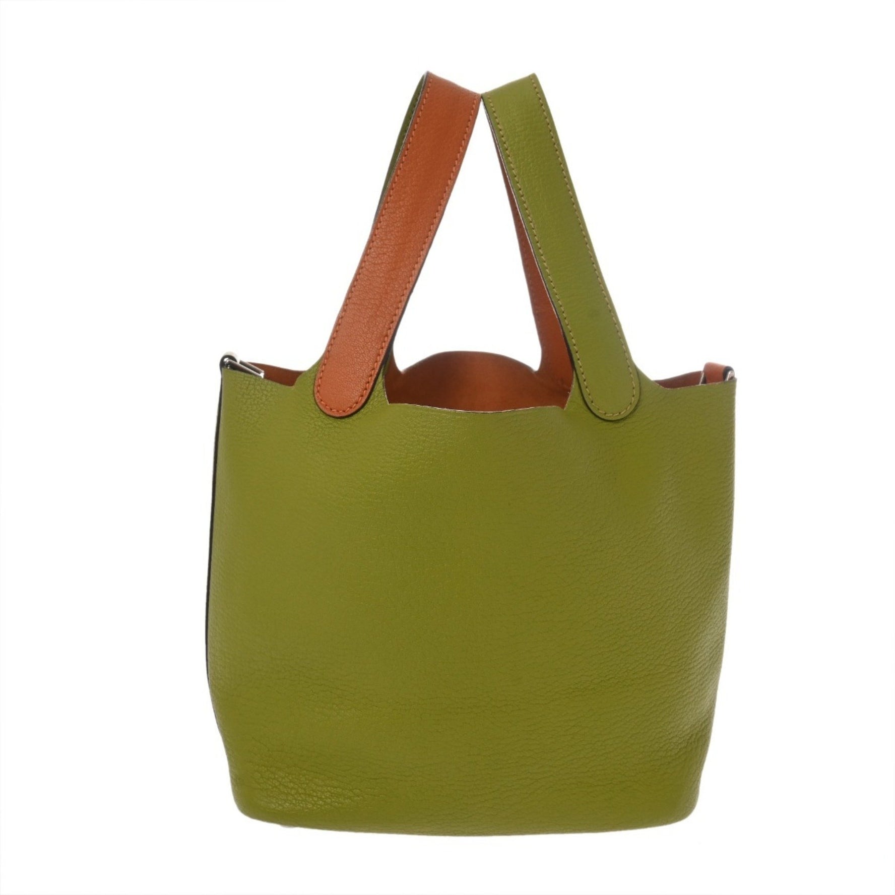HERMES Picotin PM Bicolor Anise Green/Orange □J Stamp (circa 2006) Chevre Handbag AB Rank Pre-owned Ginzo