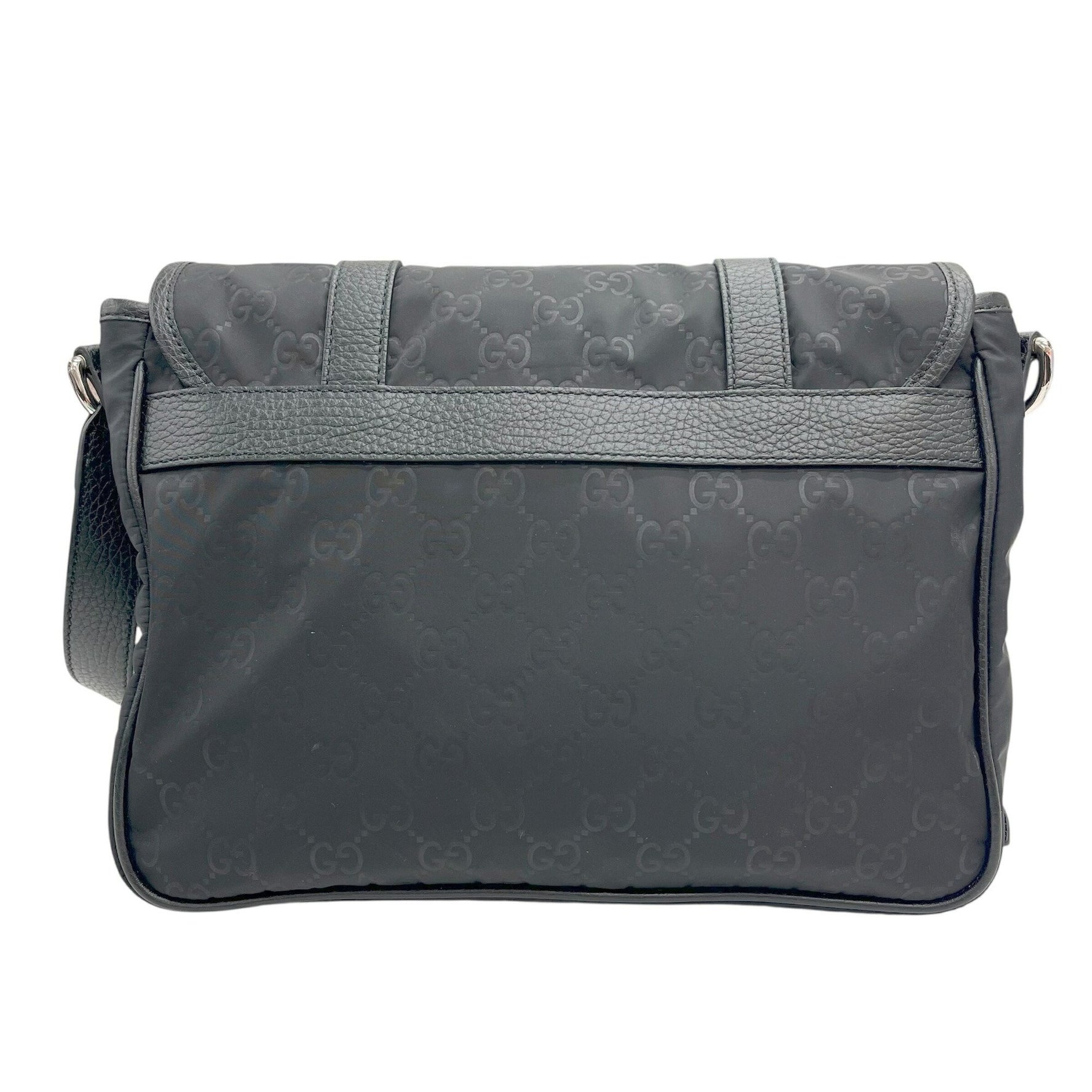 GUCCI GG pattern shoulder bag nylon and leather in black for men women