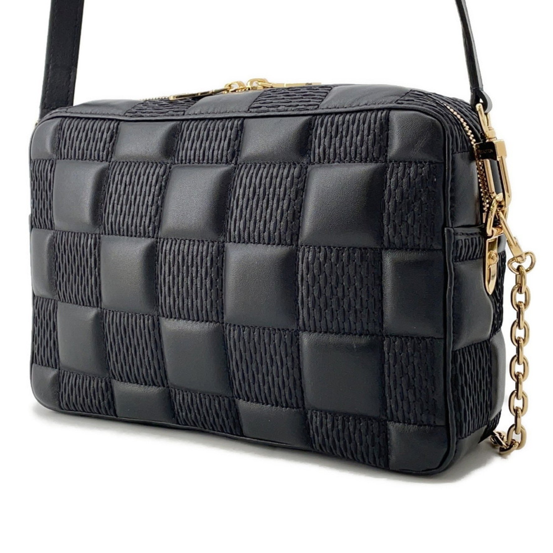 Louis Vuitton Damier Quilted Leather Troca MM Shoulder Bag LOUIS VUITTON Black