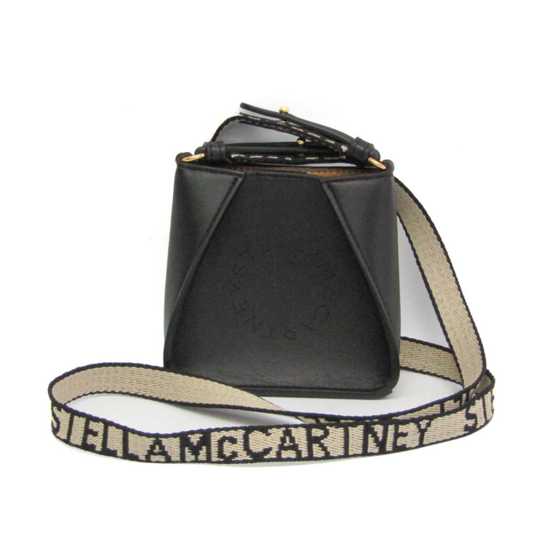 Stella McCartney Mini Stella Logo W8542 Women's Polyester,Elastane Shoulder Bag Black