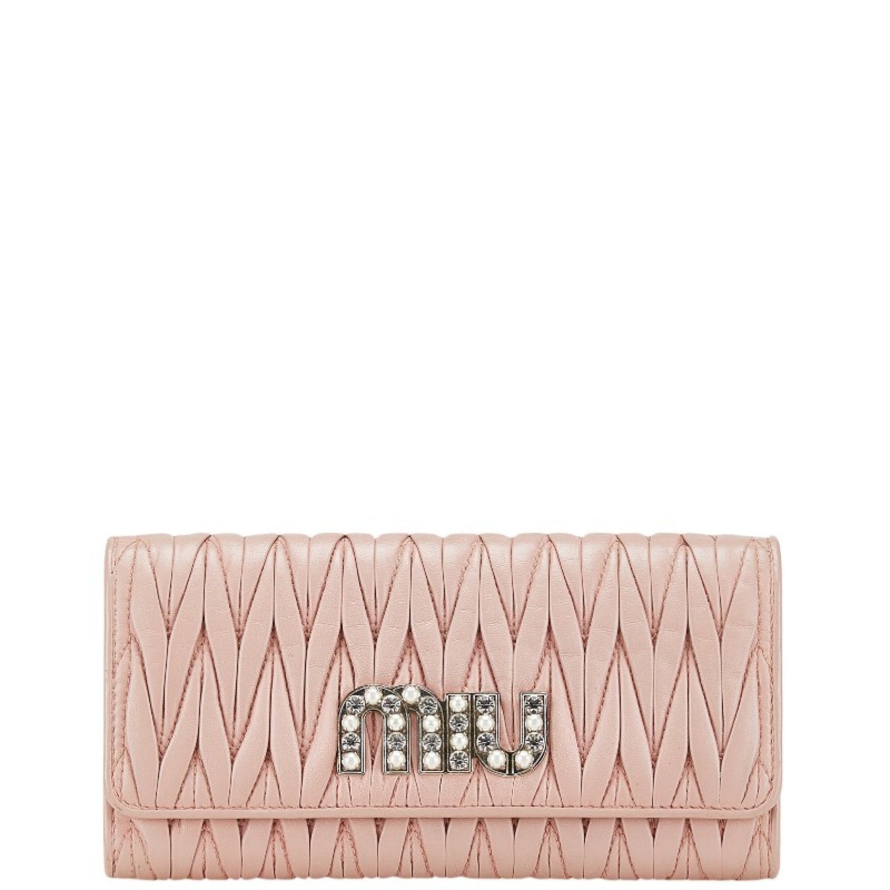 Miu Miu Miu Matelasse Beaded Long Wallet Leather MIUMIU