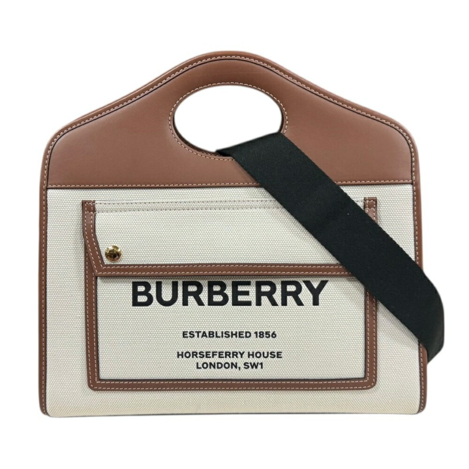 Burberry Medium Pocket Shoulder Bag Canvas Beige Women's BURBERRY 2way