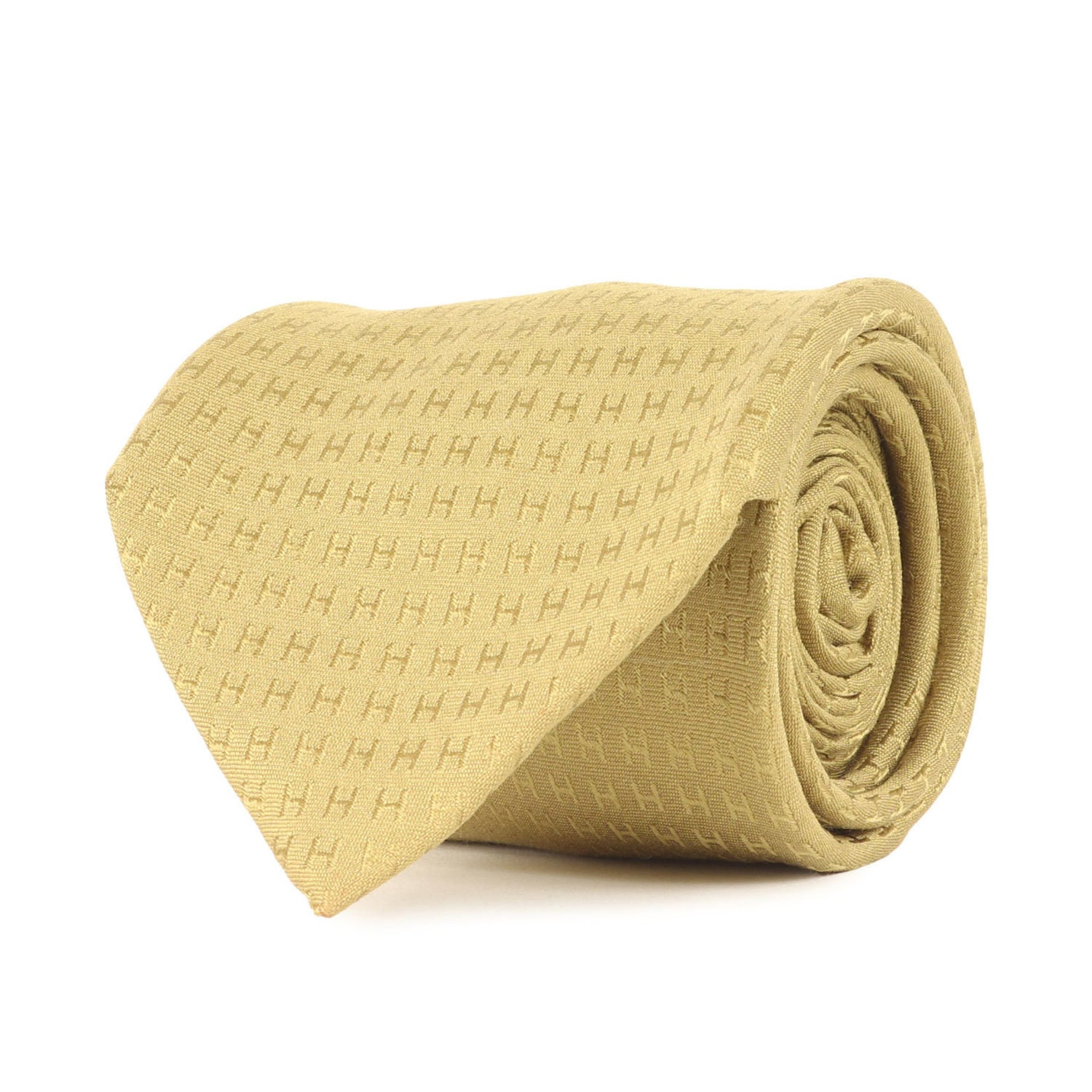 HERMES Faconne H Jacquard Silk Tie, Light Green