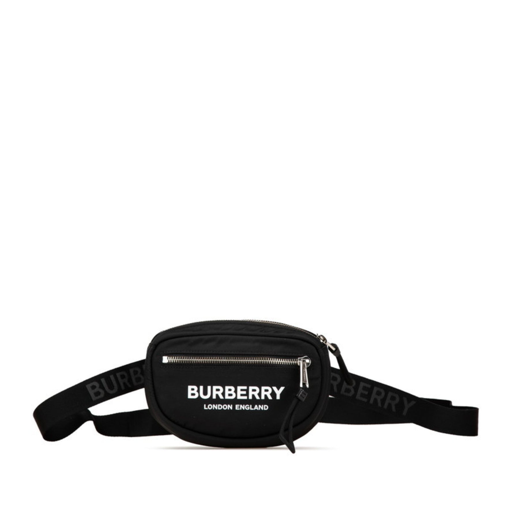 Burberry Canon Logo Print Body Bag Belt Bum Black White Nylon