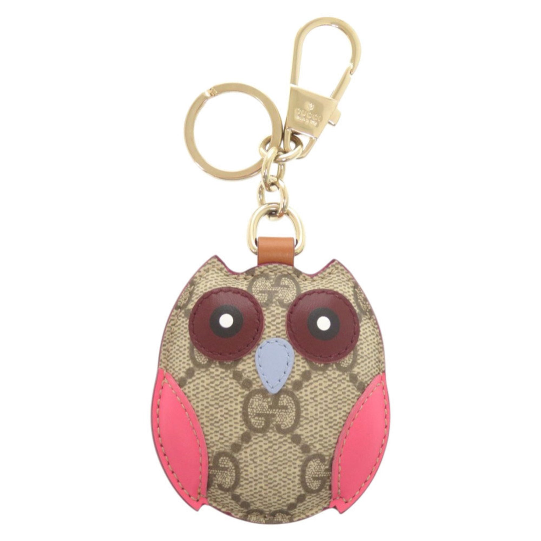 Like new Gucci Owl-shaped bag charm in GG Supreme canvas with keychain 1332