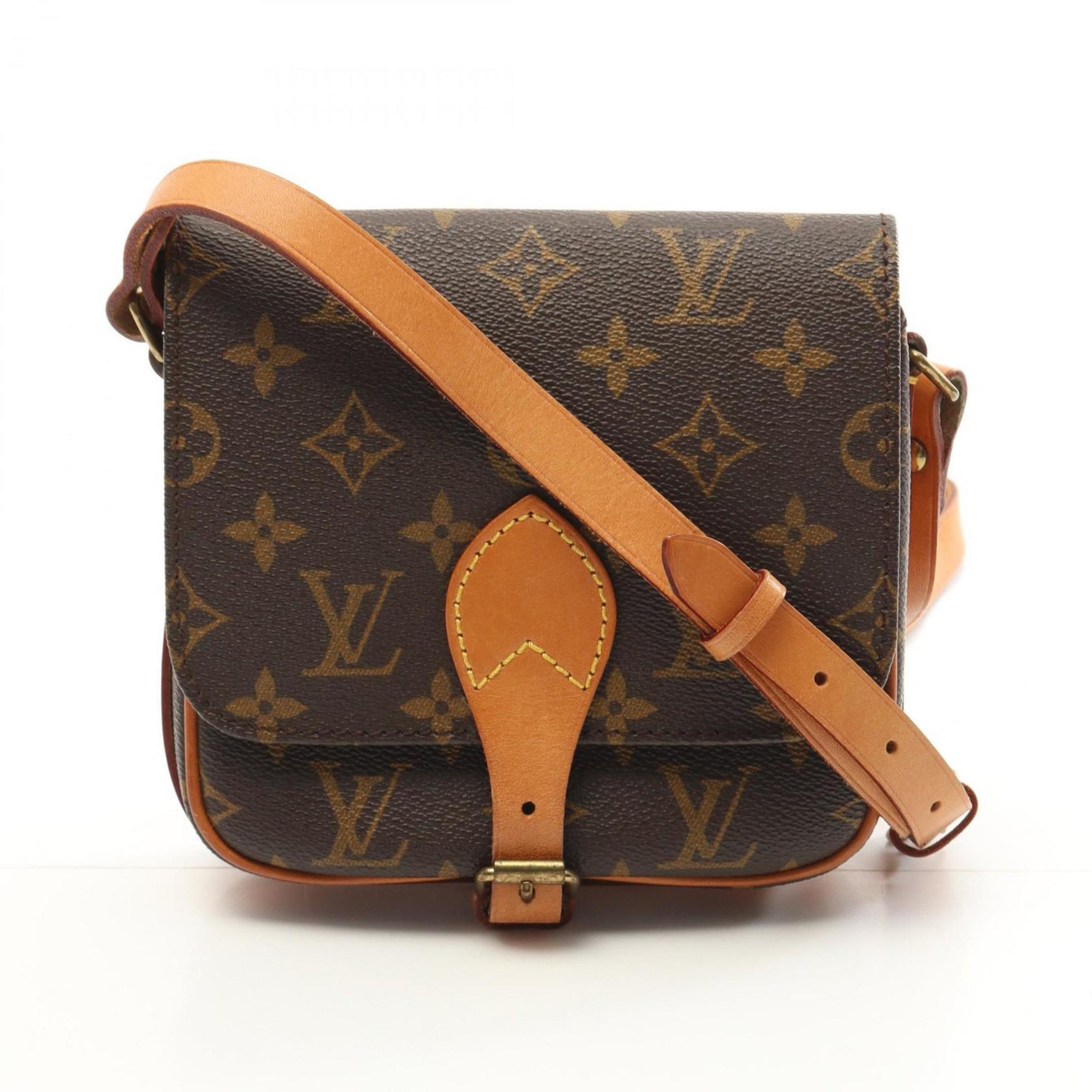 Louis Vuitton Cartesier PM Shoulder Bag Coated Canvas Leather Monogram Brown