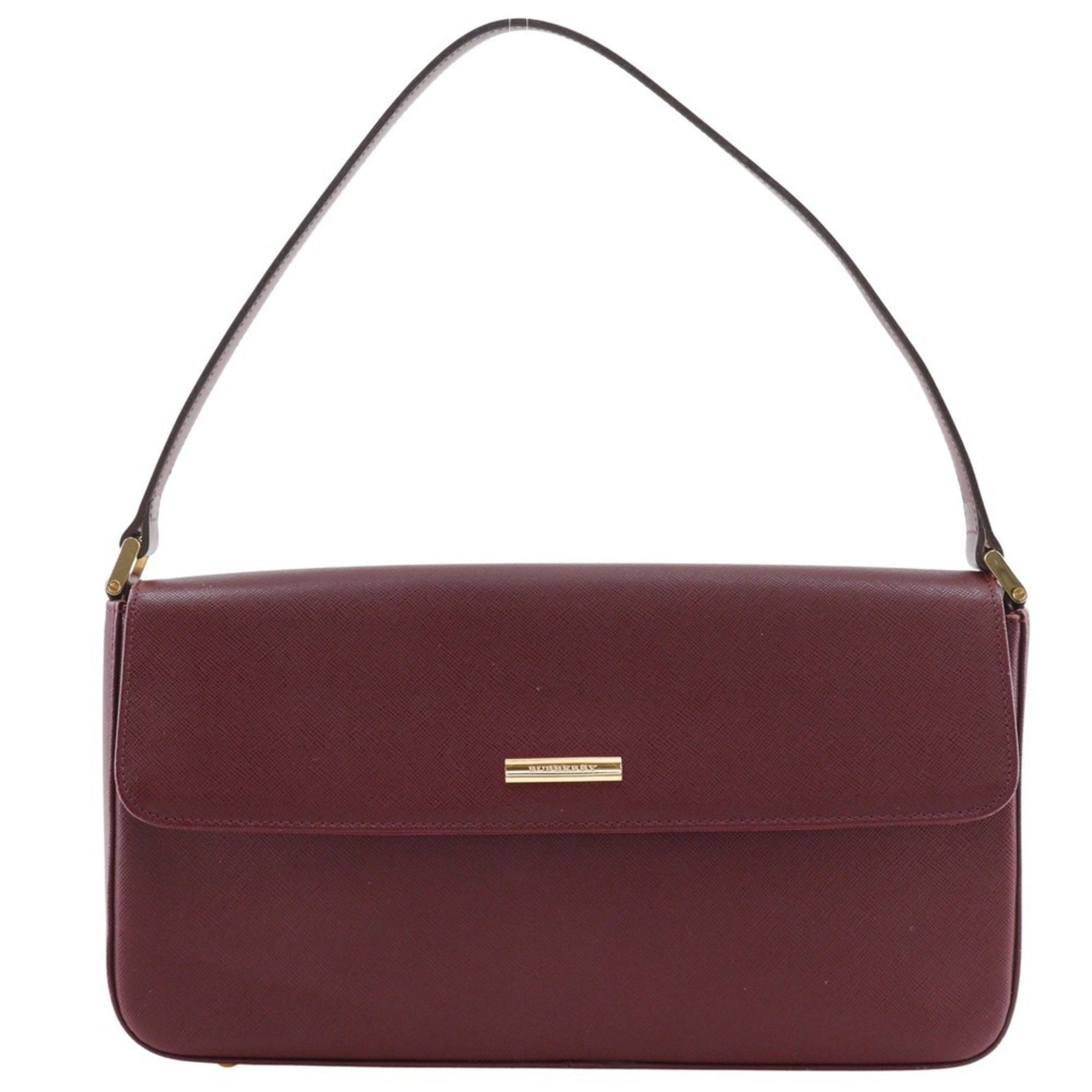 Burberry Hobo Shoulder Bag Leather Bordeaux Type Women's