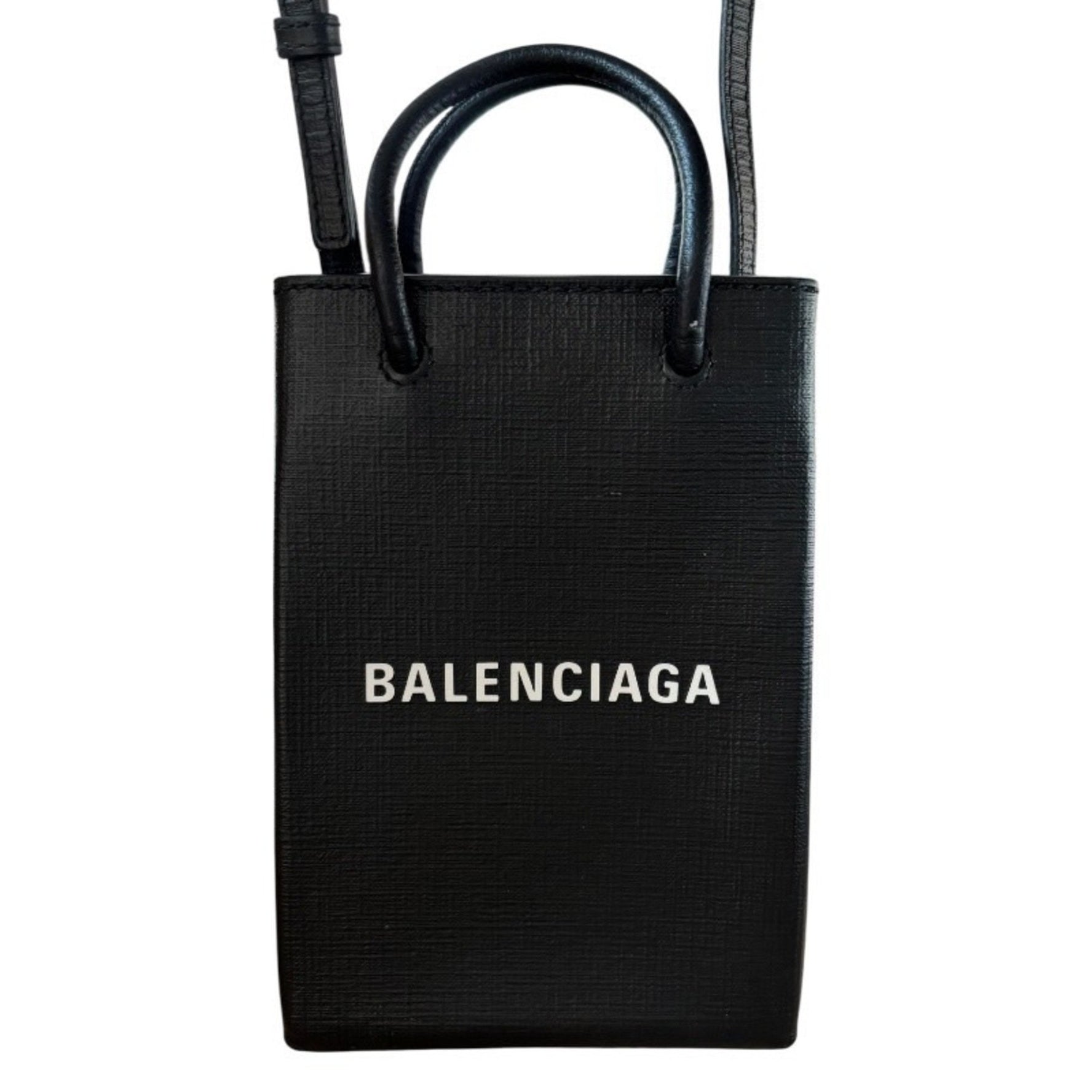 BALENCIAGA Shopping Phone Holder Leather Shoulder Bag for Men, Crossbody Pouch, Smartphone Pouch