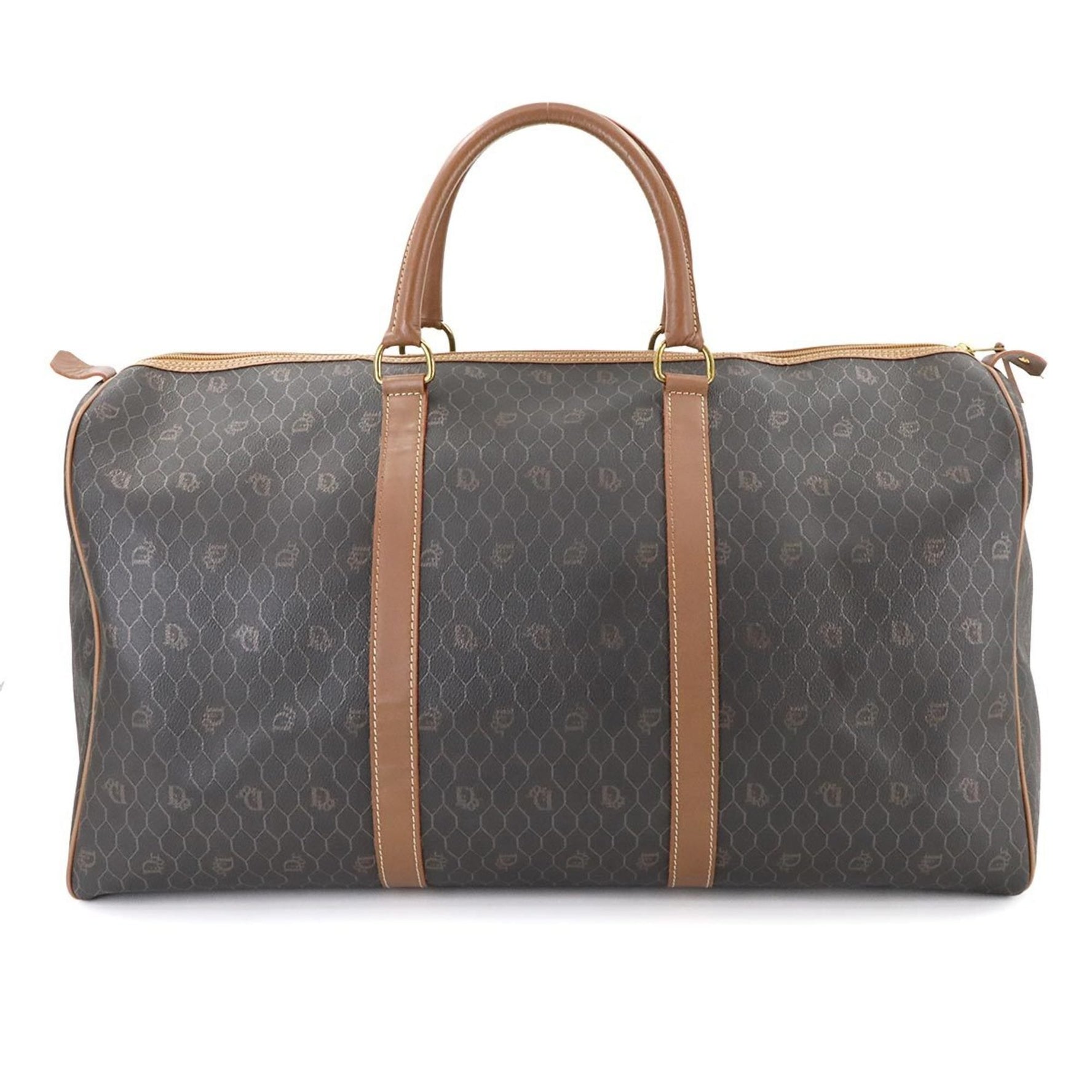 Christian Dior Honeycomb Boston Bag in leather with gold hardware.