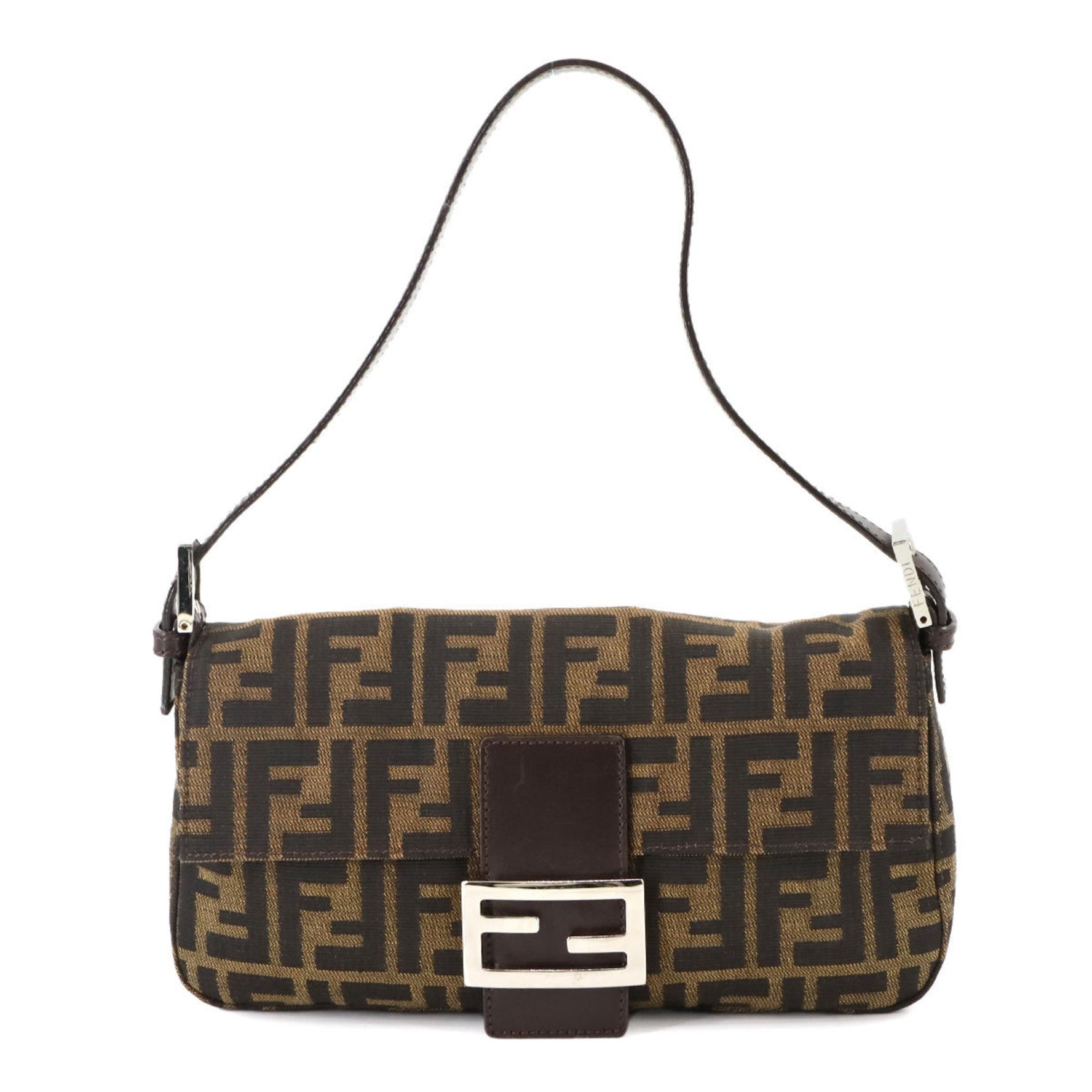 Fendi Zucca Mamma Baguette Shoulder Bag, Canvas and Leather, Silver Hardware
