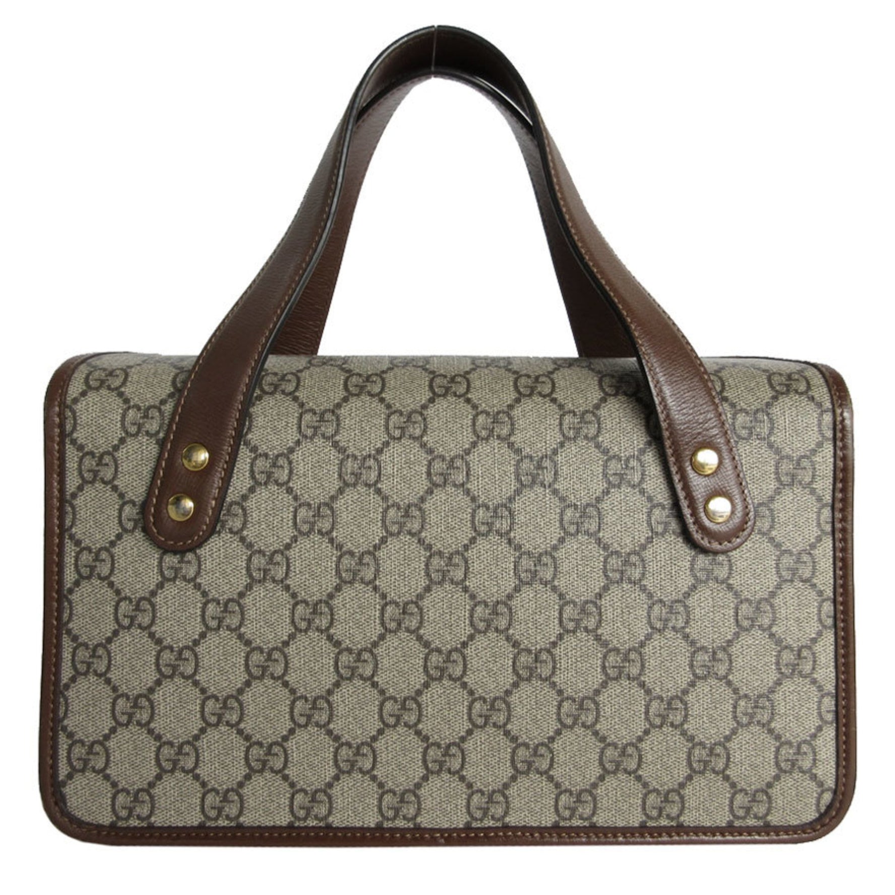 GUCCI handbag GG Supreme leather beige brown gold ladies s0181a