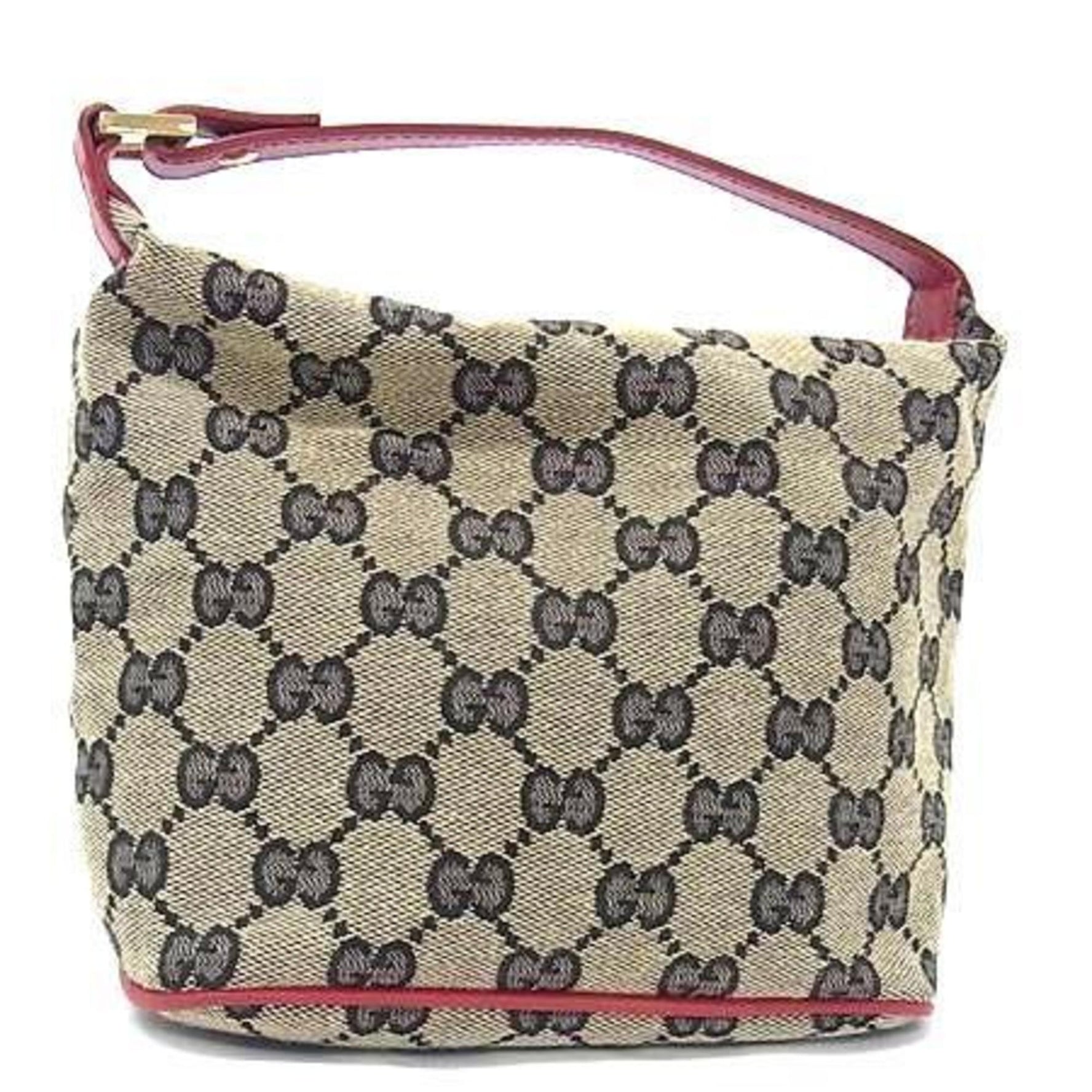 GUCCI One-Handle Handbag 039 1147 Beige x Red GG Canvas Leather Women's