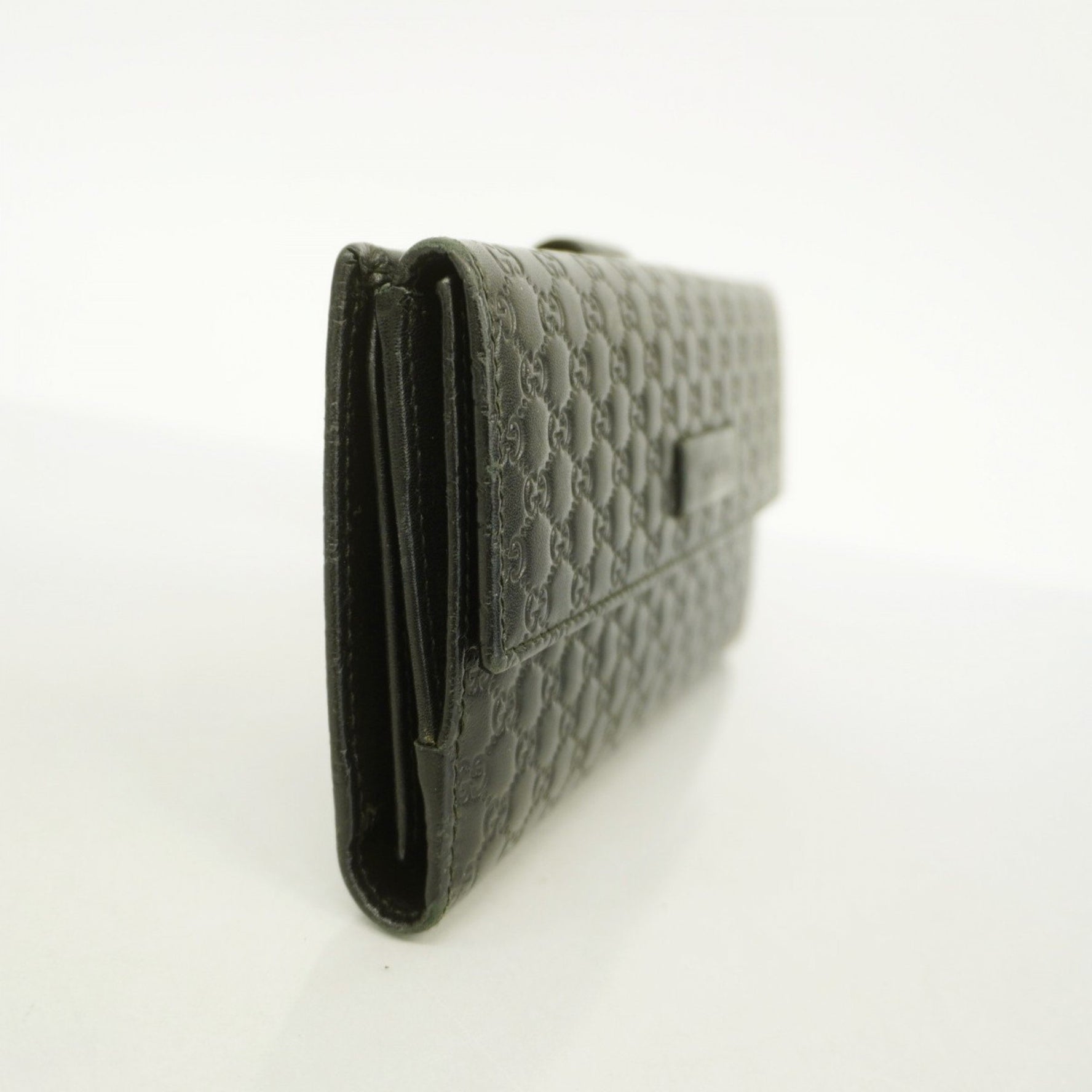 Gucci Micro Guccissima Long Wallet Leather Black Champagne Men's Women's