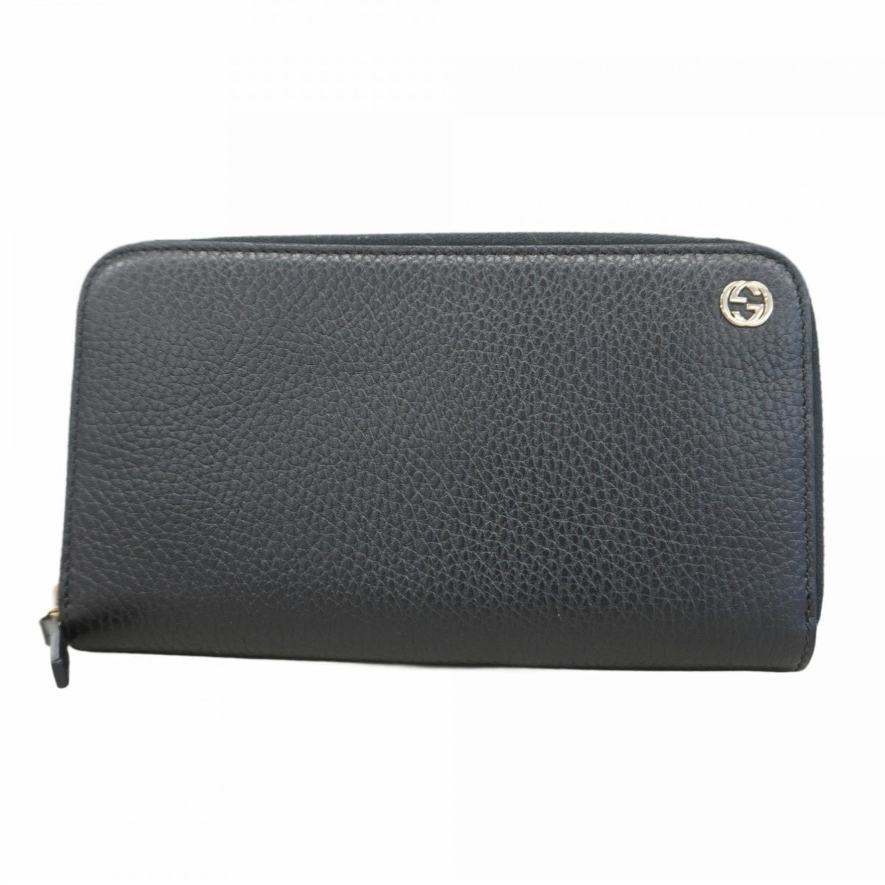 Gucci Interlocking G Long Wallet Leather Black Champagne Men's